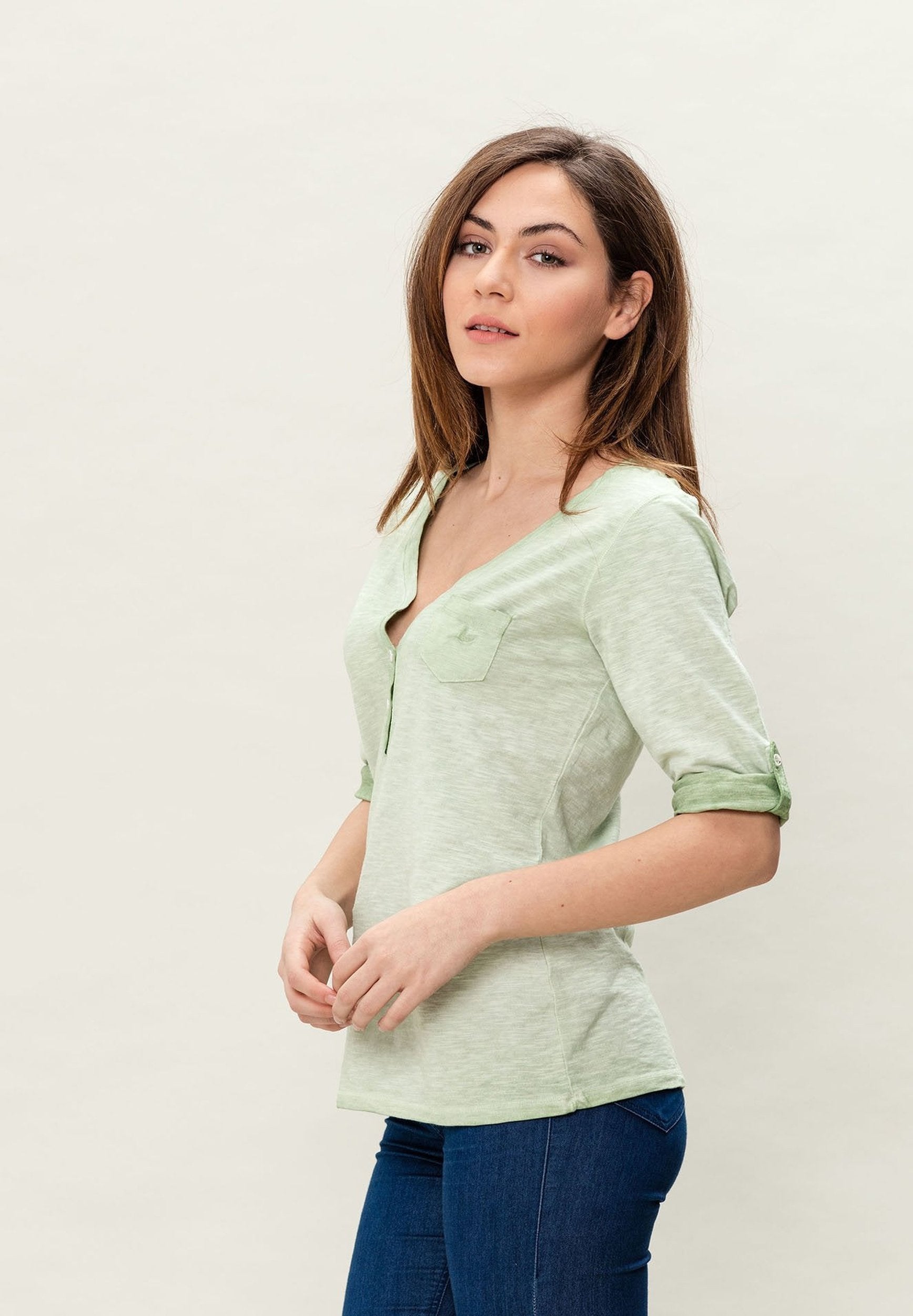 Garment Dyed 3/4-Arm-T-Shirt aus Bio-Baumwolle