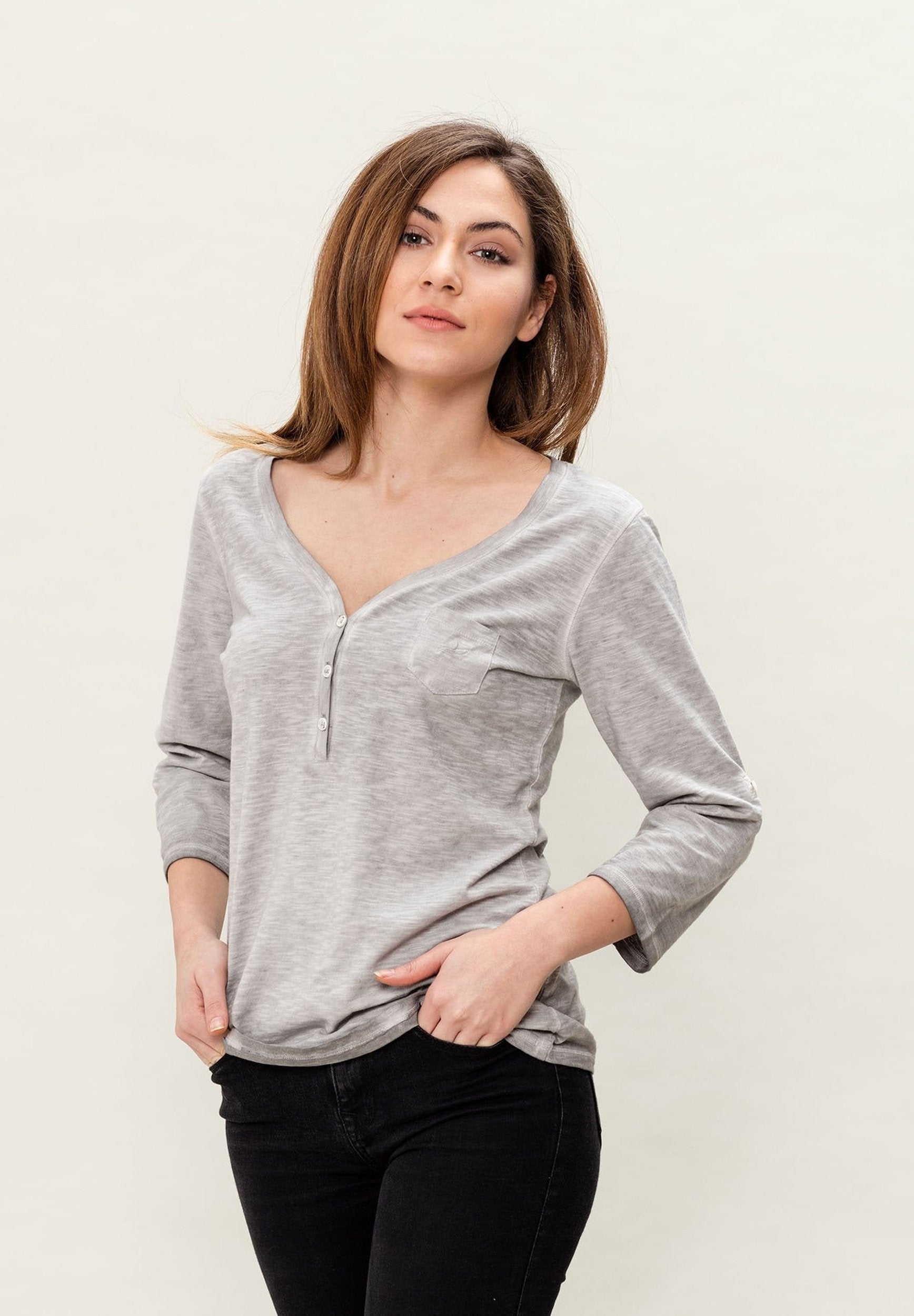 Garment Dyed 3/4-Arm-T-Shirt aus Bio-Baumwolle