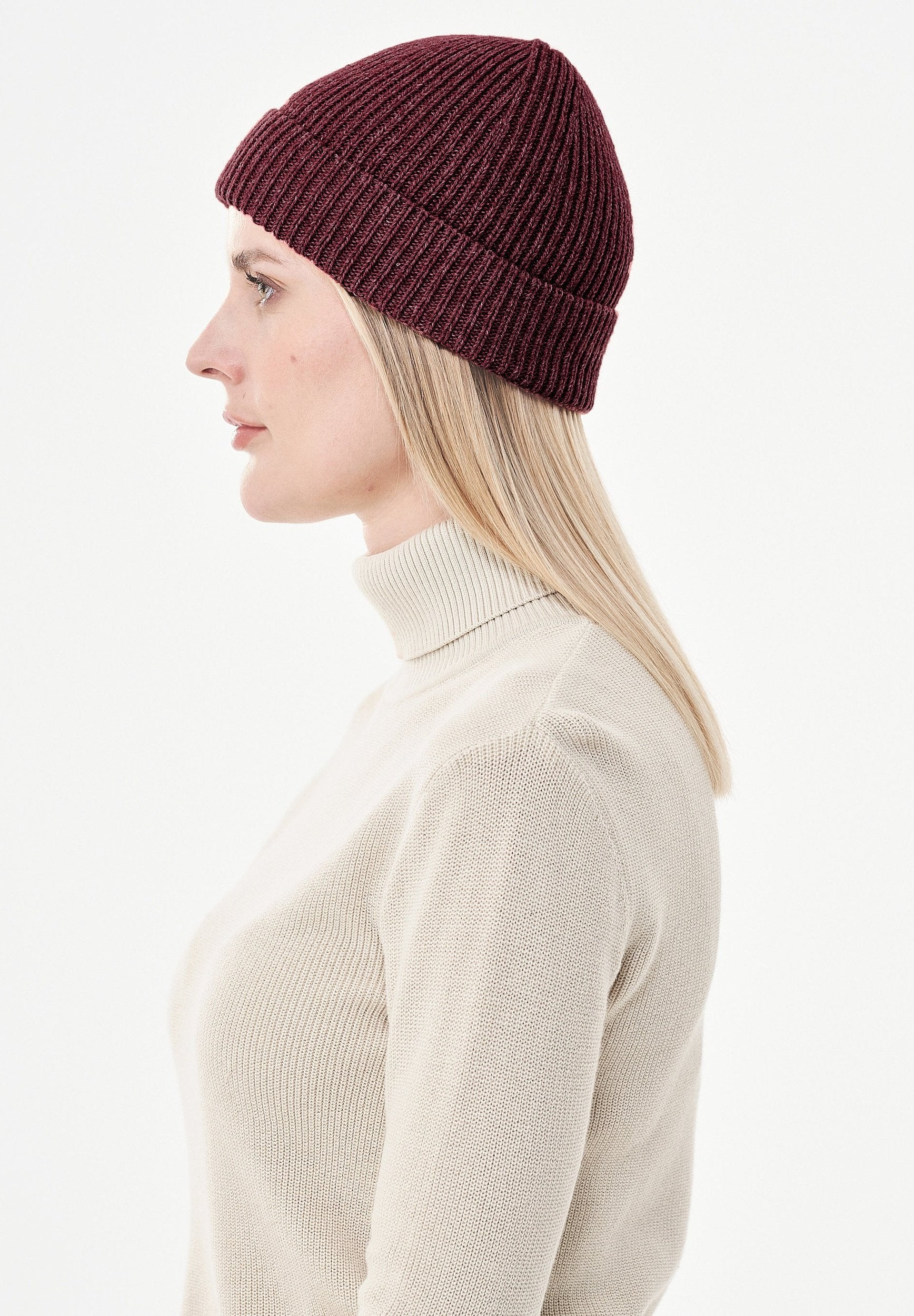 Unisex Strick-Beanie aus Bio-Merinowolle und Bio-Baumwolle