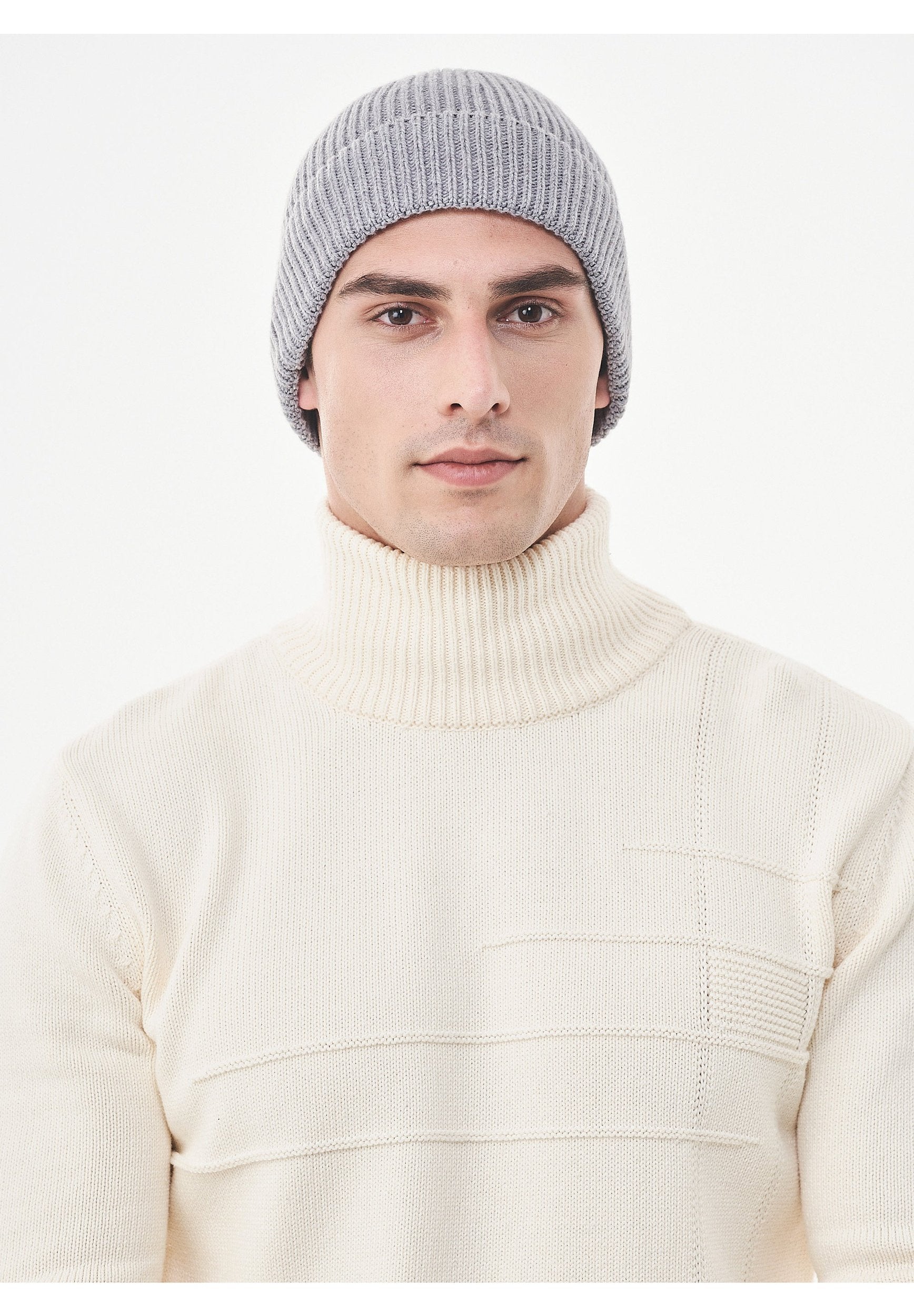 Unisex Strick-Beanie aus Bio-Merinowolle und Bio-Baumwolle