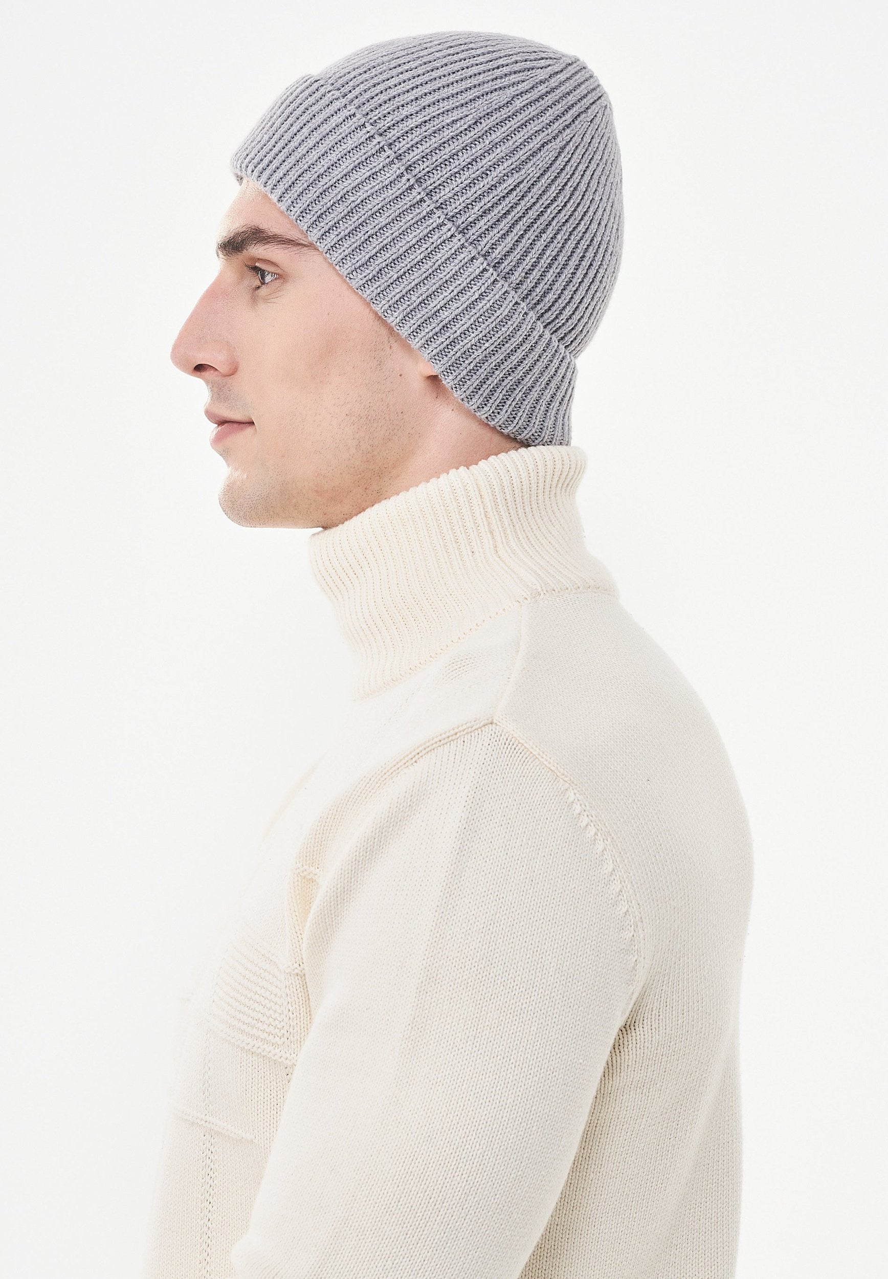 Unisex Strick-Beanie aus Bio-Merinowolle und Bio-Baumwolle