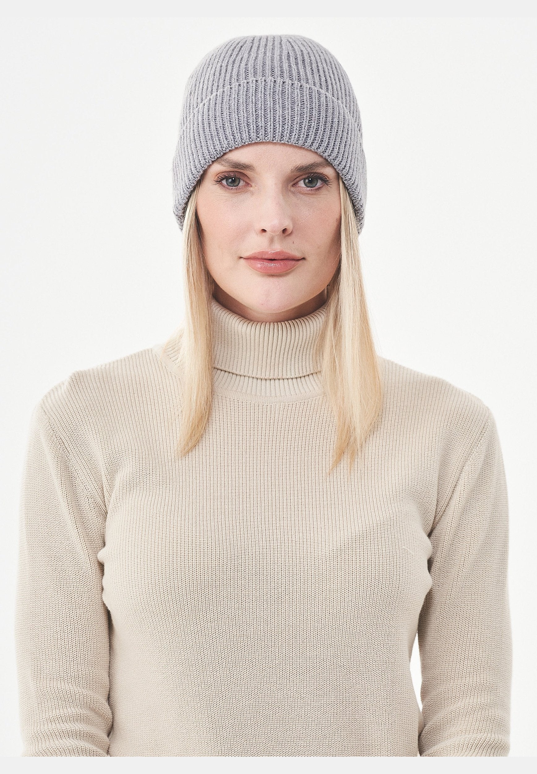 Unisex Strick-Beanie aus Bio-Merinowolle und Bio-Baumwolle
