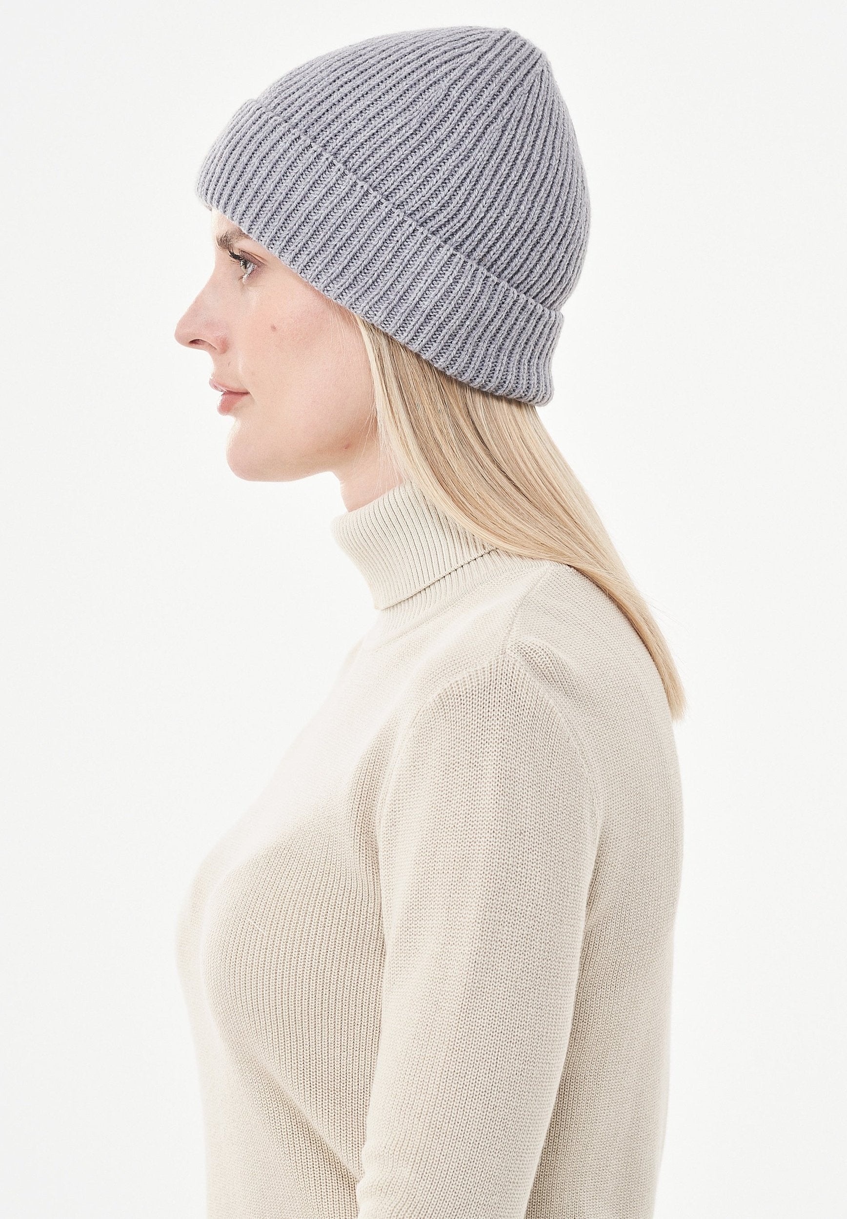 Unisex Strick-Beanie aus Bio-Merinowolle und Bio-Baumwolle