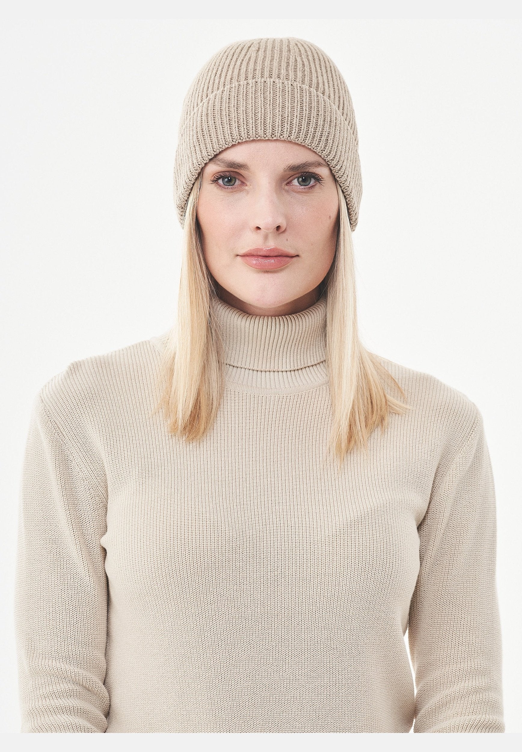 Unisex Strick-Beanie aus Bio-Merinowolle und Bio-Baumwolle