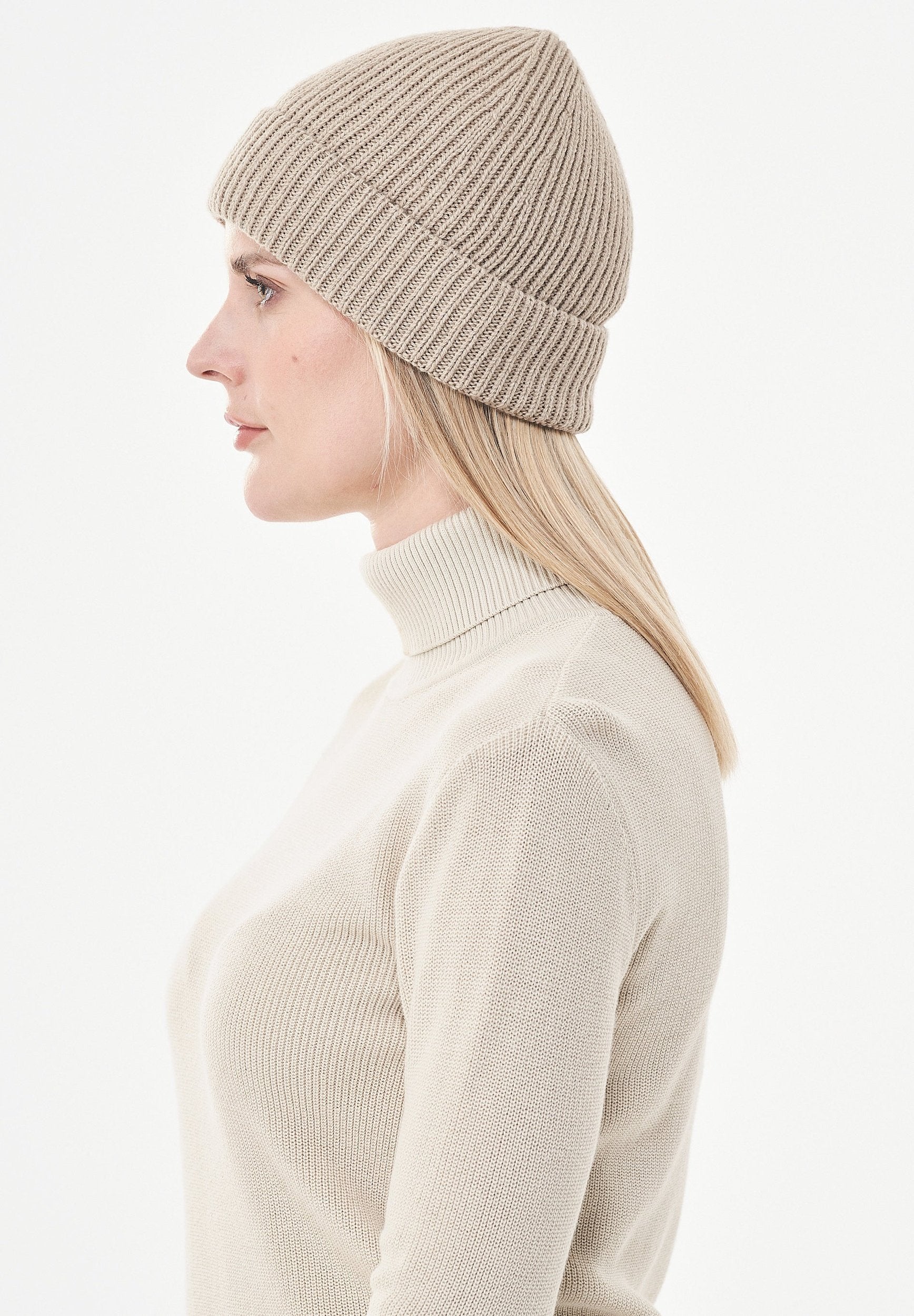 Unisex Strick-Beanie aus Bio-Merinowolle und Bio-Baumwolle