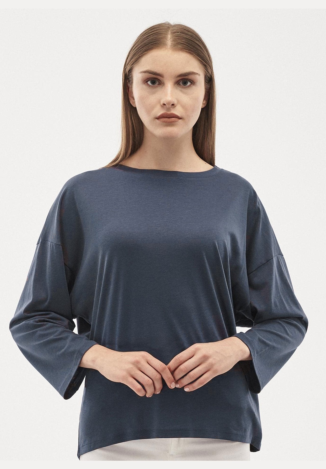 Langarmshirt aus TENCEL™ Lyocell-Mix mit U-Boot-Ausschnitt