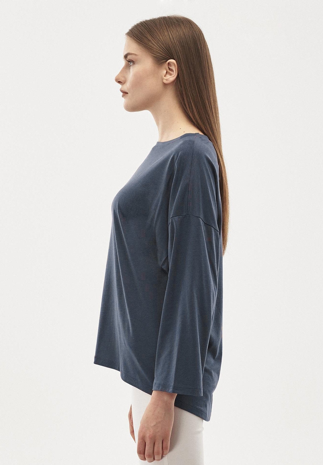 Langarmshirt aus TENCEL™ Lyocell-Mix mit U-Boot-Ausschnitt