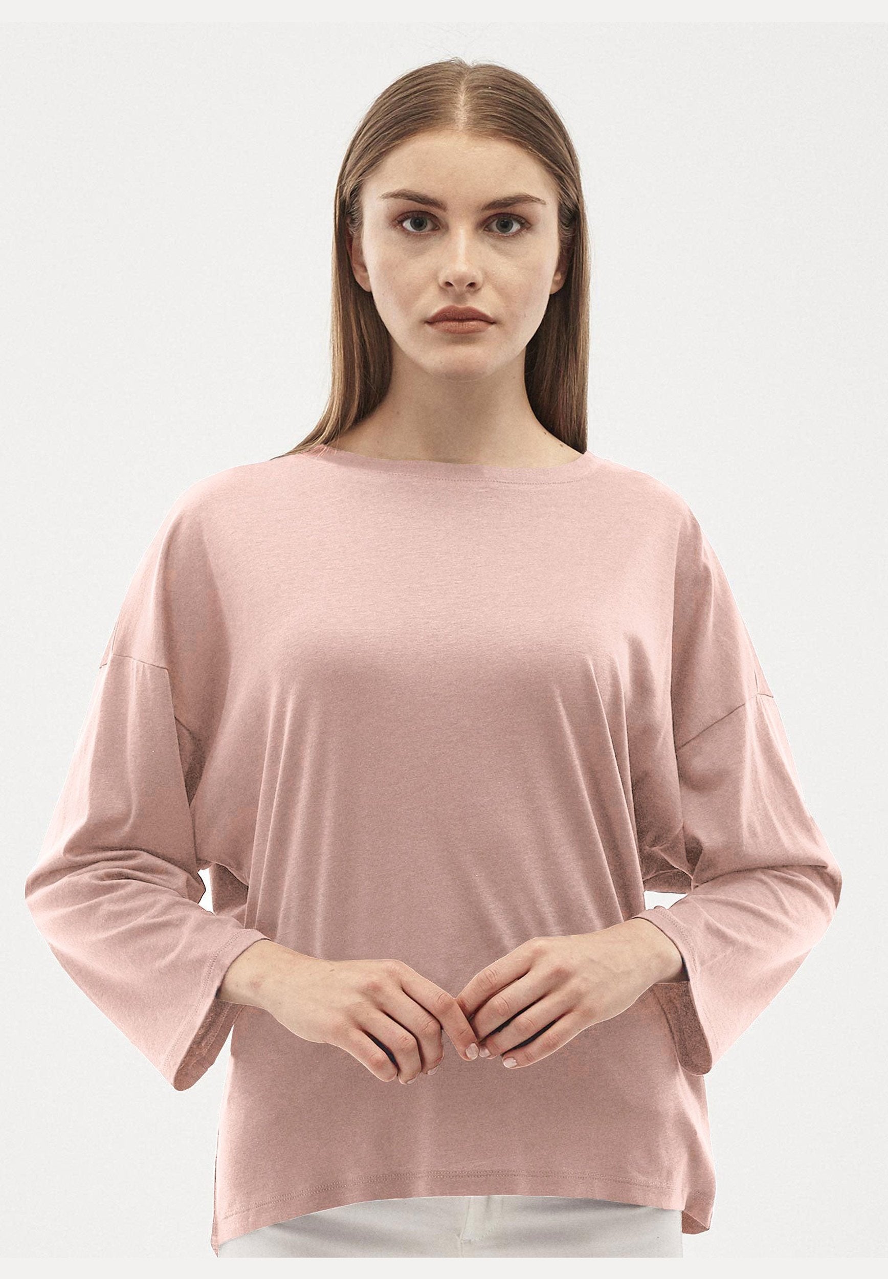 Langarmshirt aus TENCEL™ Lyocell-Mix mit U-Boot-Ausschnitt
