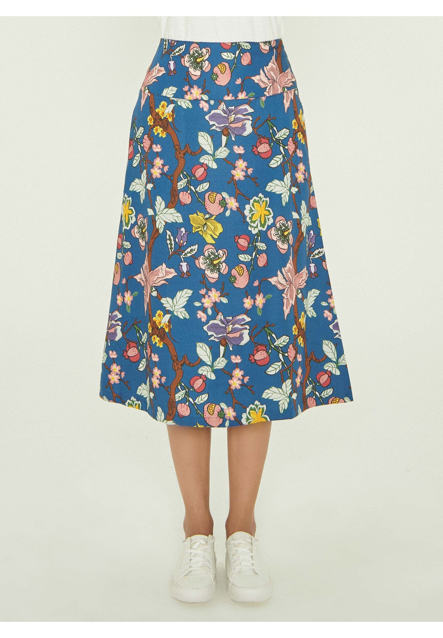 Midirock aus TENCEL™ Lyocell mit Allover-Print