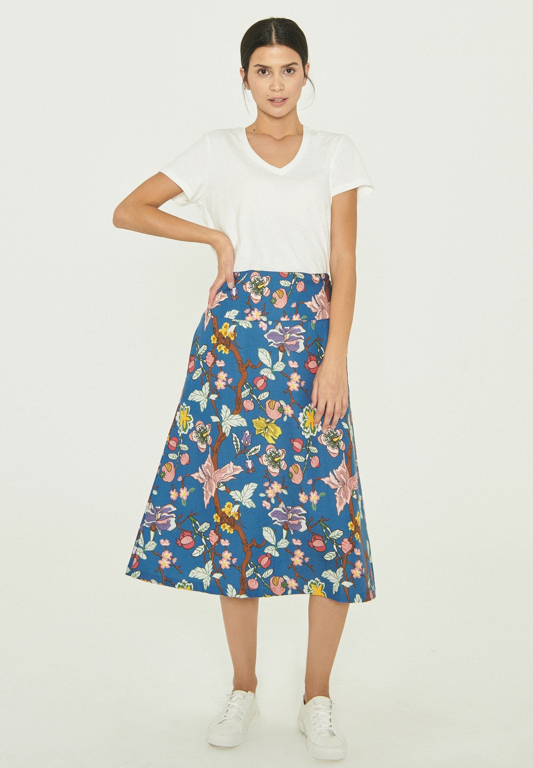 Midirock aus TENCEL™ Lyocell mit Allover-Print