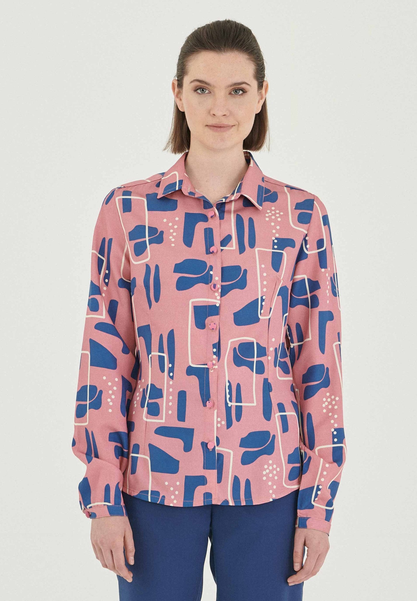 Hemdbluse aus TENCEL™ Lyocellmit Allover-Print