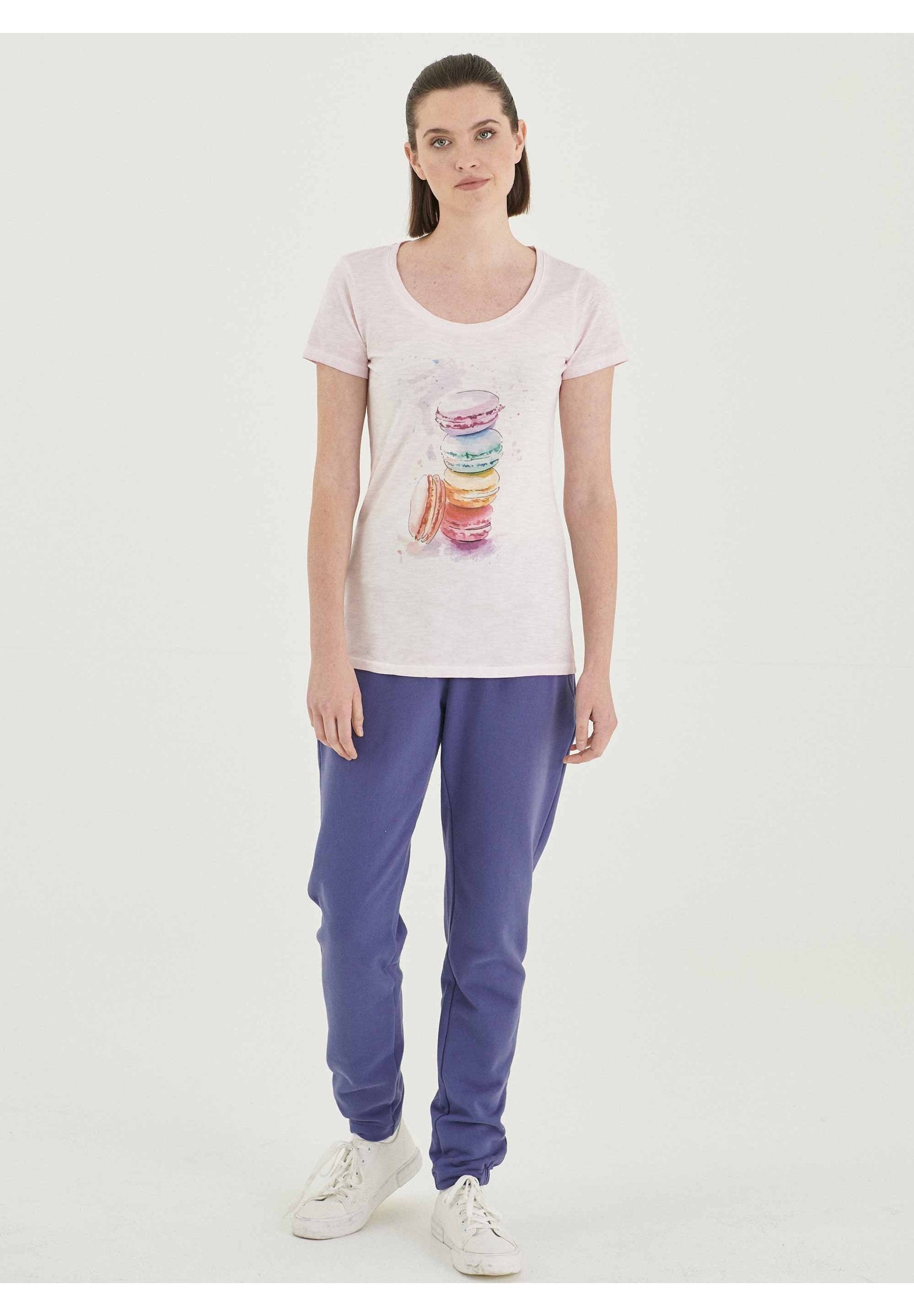 Garment Dyed T-Shirt aus Bio-Baumwolle mit Macaron-Print