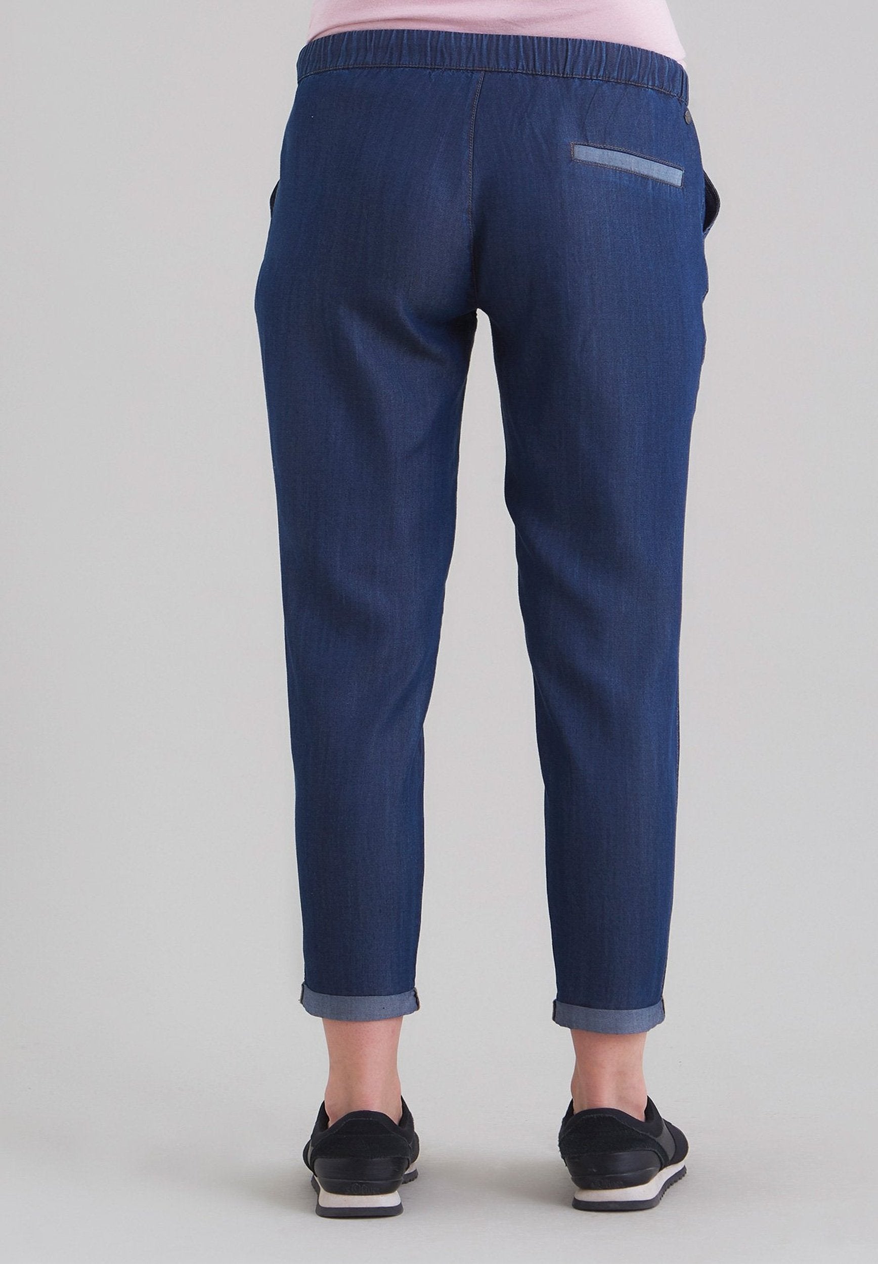 Damen TENCEL™ Lyocell Jeanshose mit Kordel und seitlichen Eingriffstaschen WOR6024 D.Denim