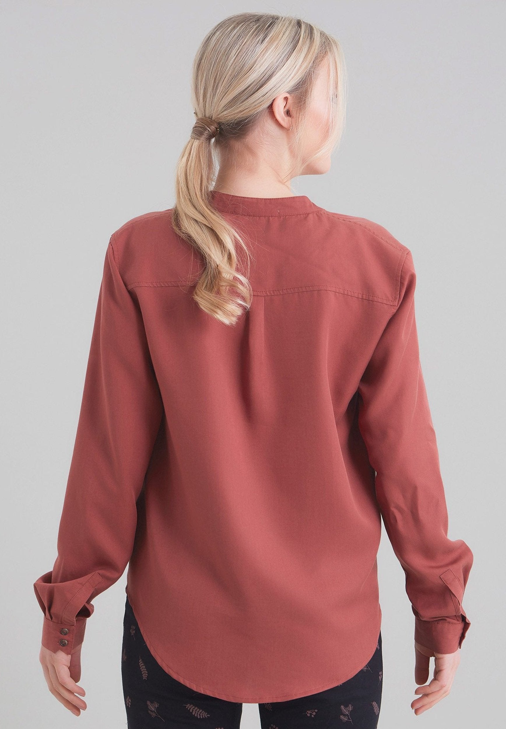 Damen TENCEL™ Lyocell Langarm Bluse WOR6039 terracotta