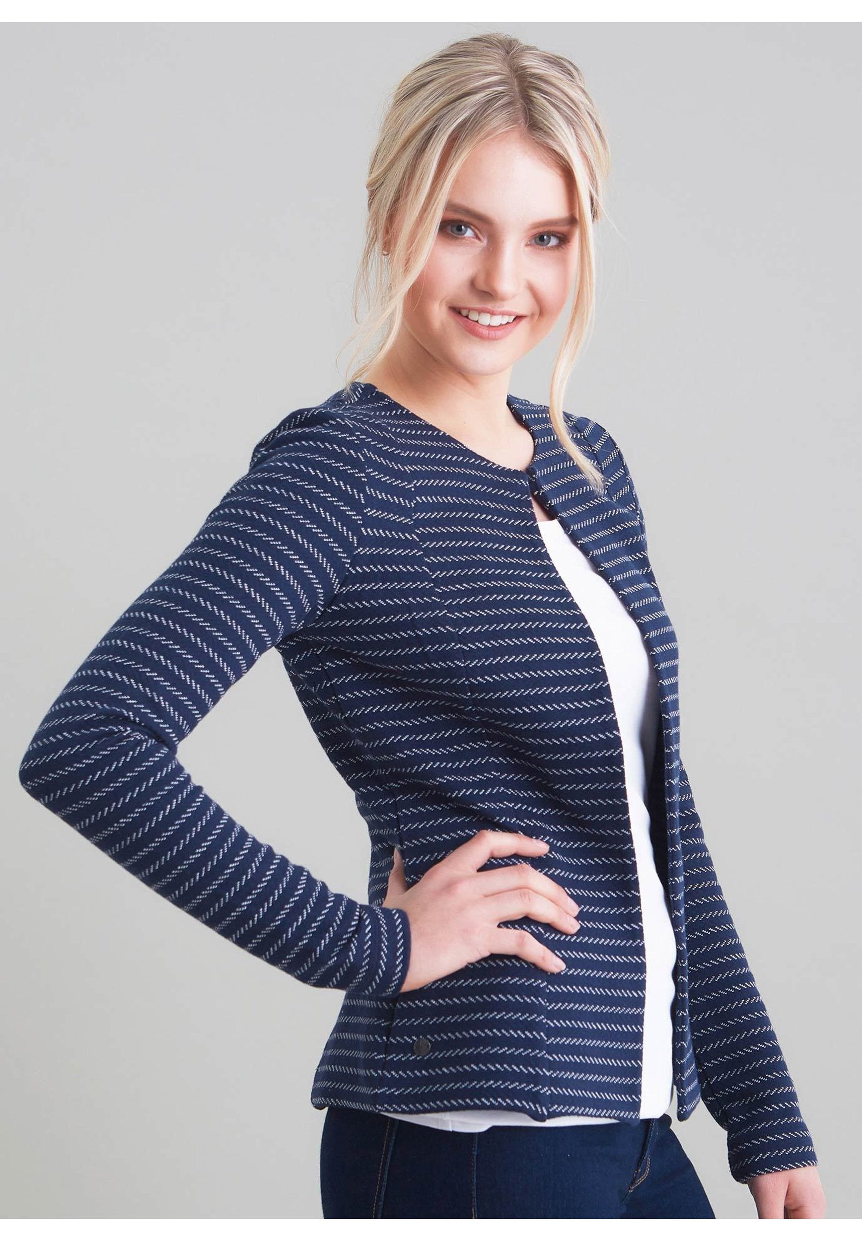 Damen Blazer mit streifen design aus Bio-Baumwolle WOR6181 Navy & Off White