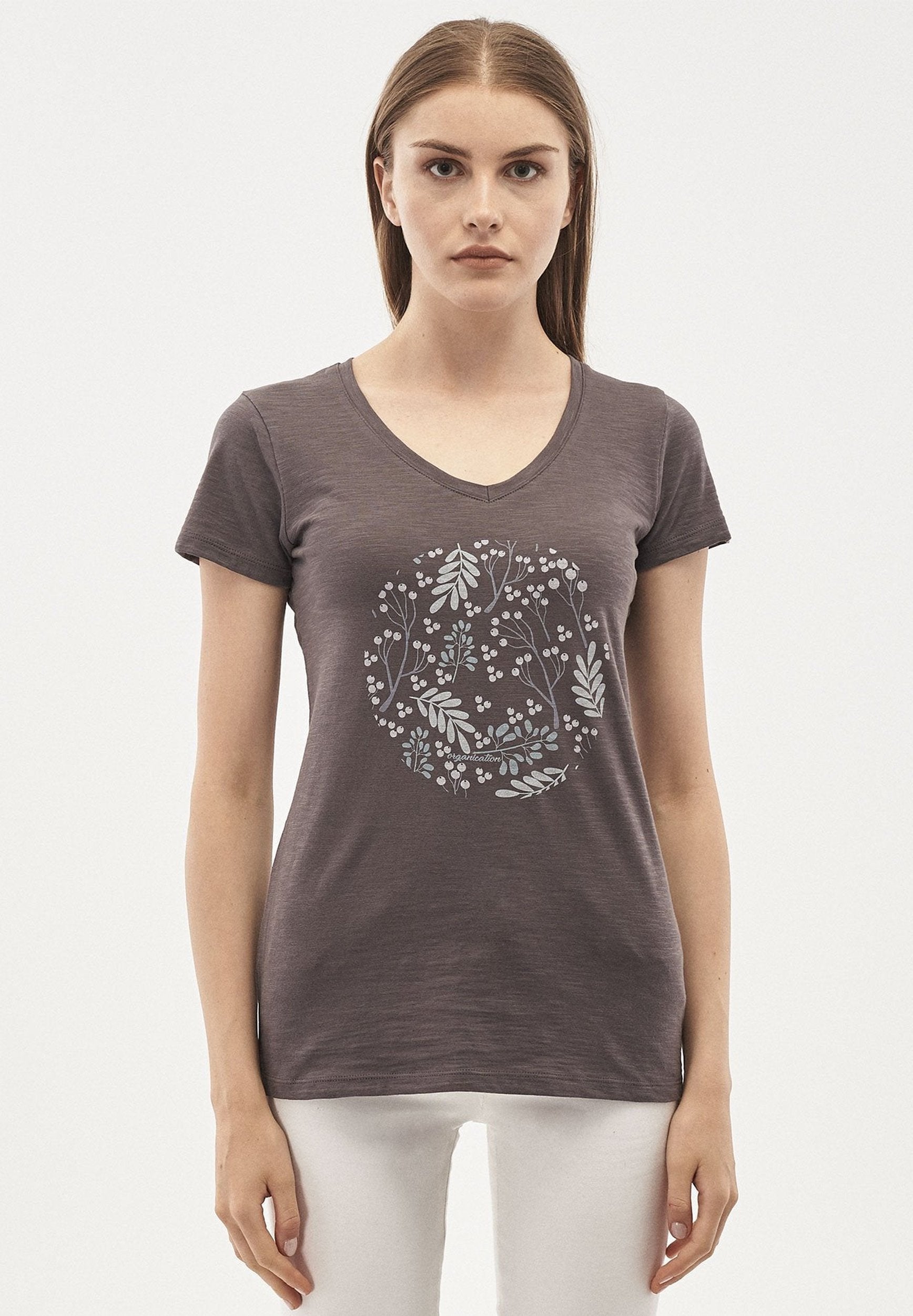 Damen T-Shirt aus Bio-Baumwolle mit V-Ausschnitt