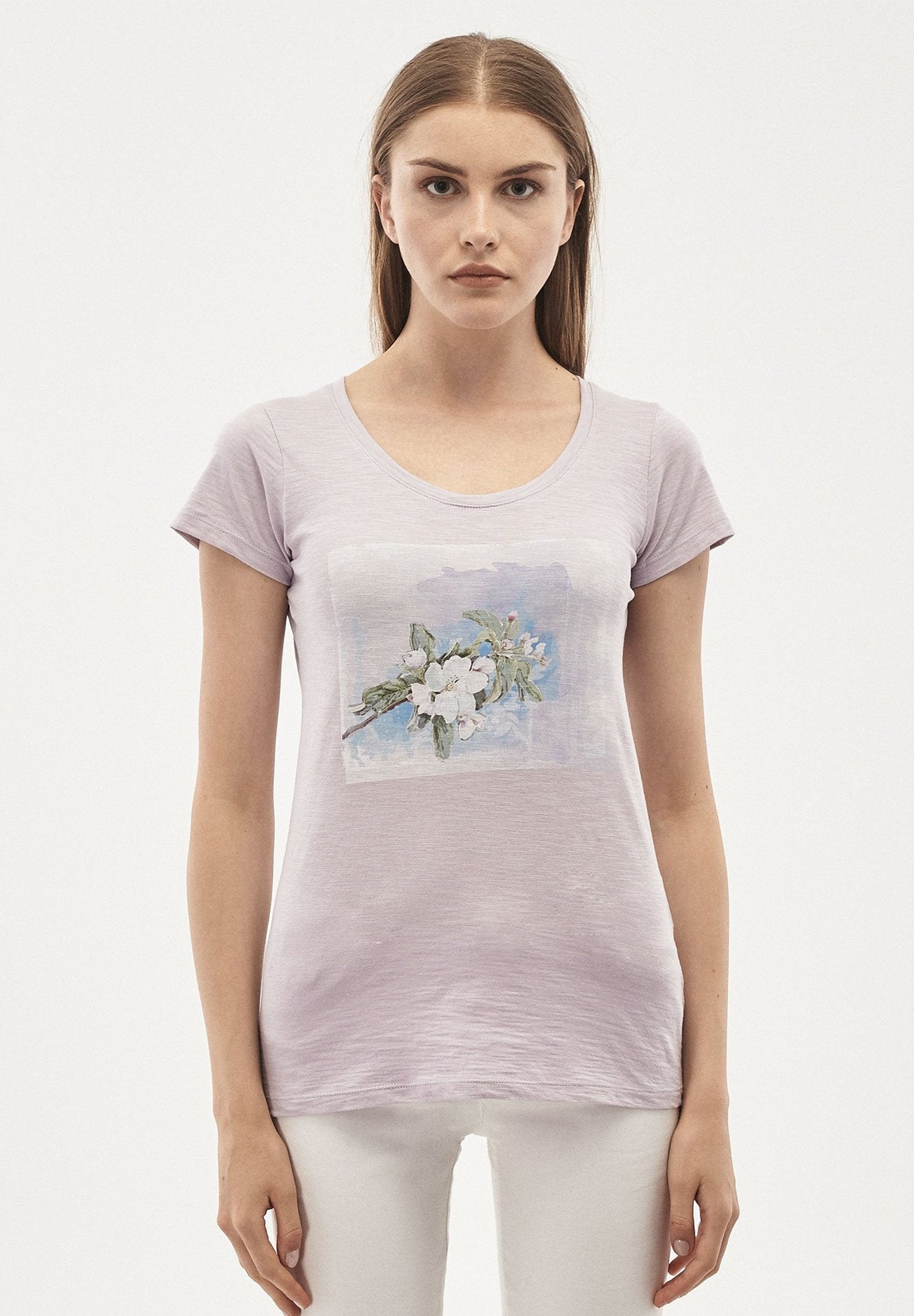 Damen T-Shirt aus Bio-Baumwolle mit Blumen-Motiv