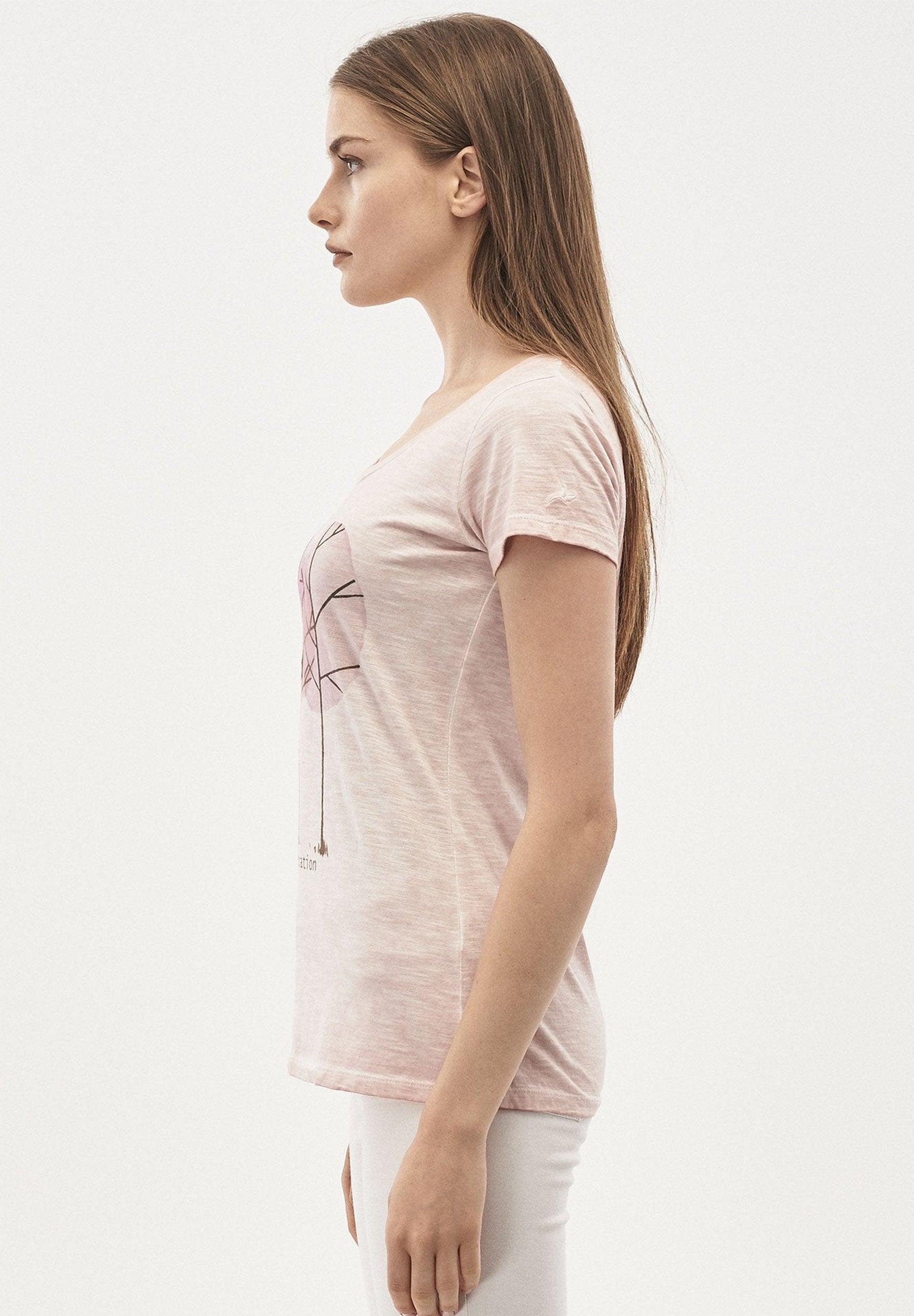 Garment Dyed T-Shirt aus Bio-Baumwolle mit Baum-Print