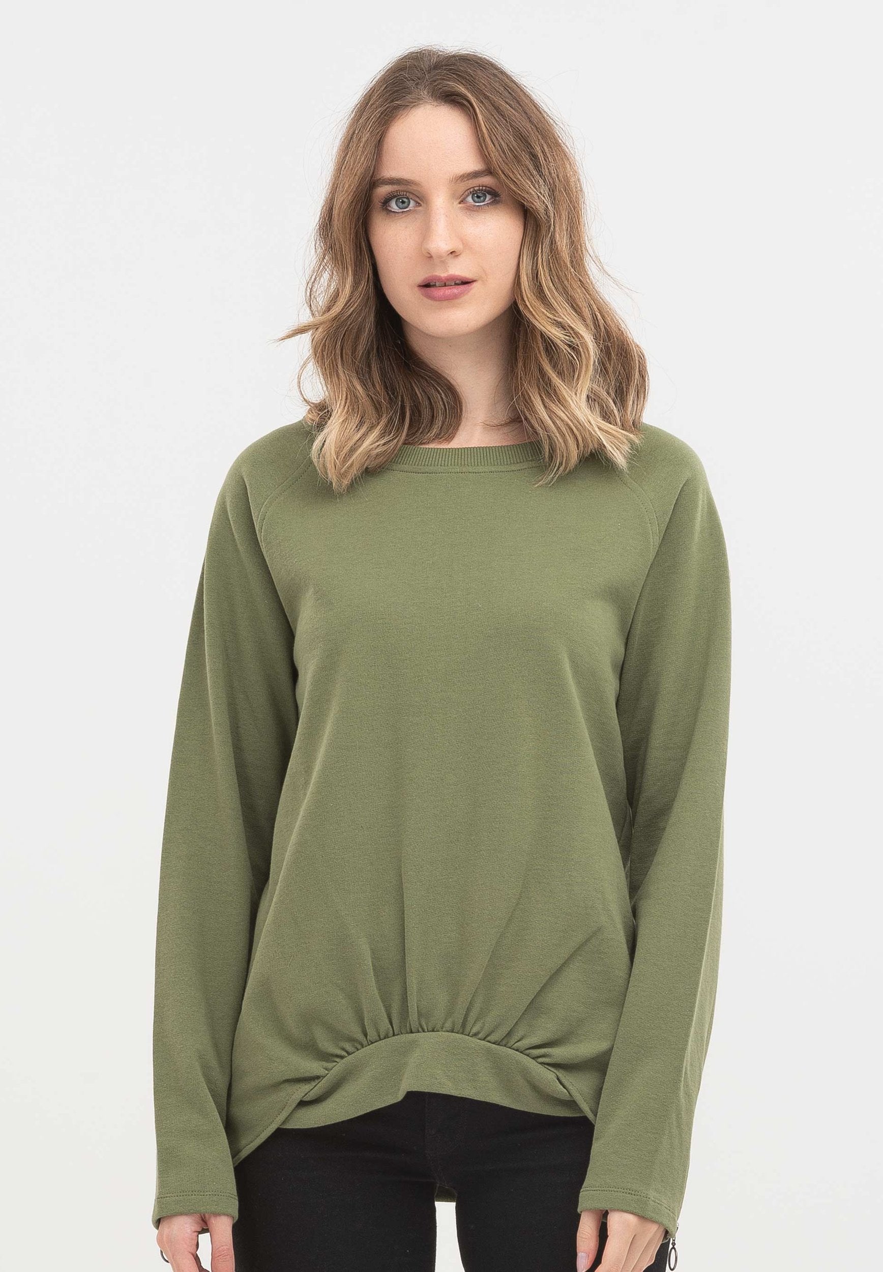 Sweatshirt aus Bio-Baumwolle mit stylischem Saum