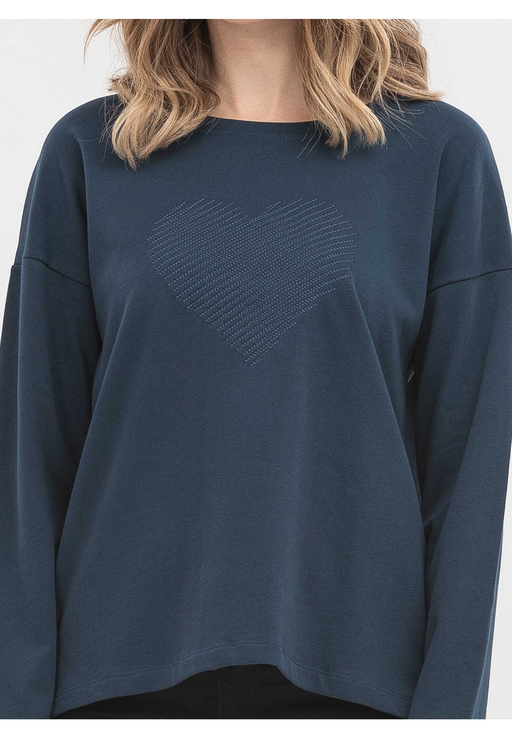 Sweatshirt aus Bio-Baumwolle mit Herz Stickerei