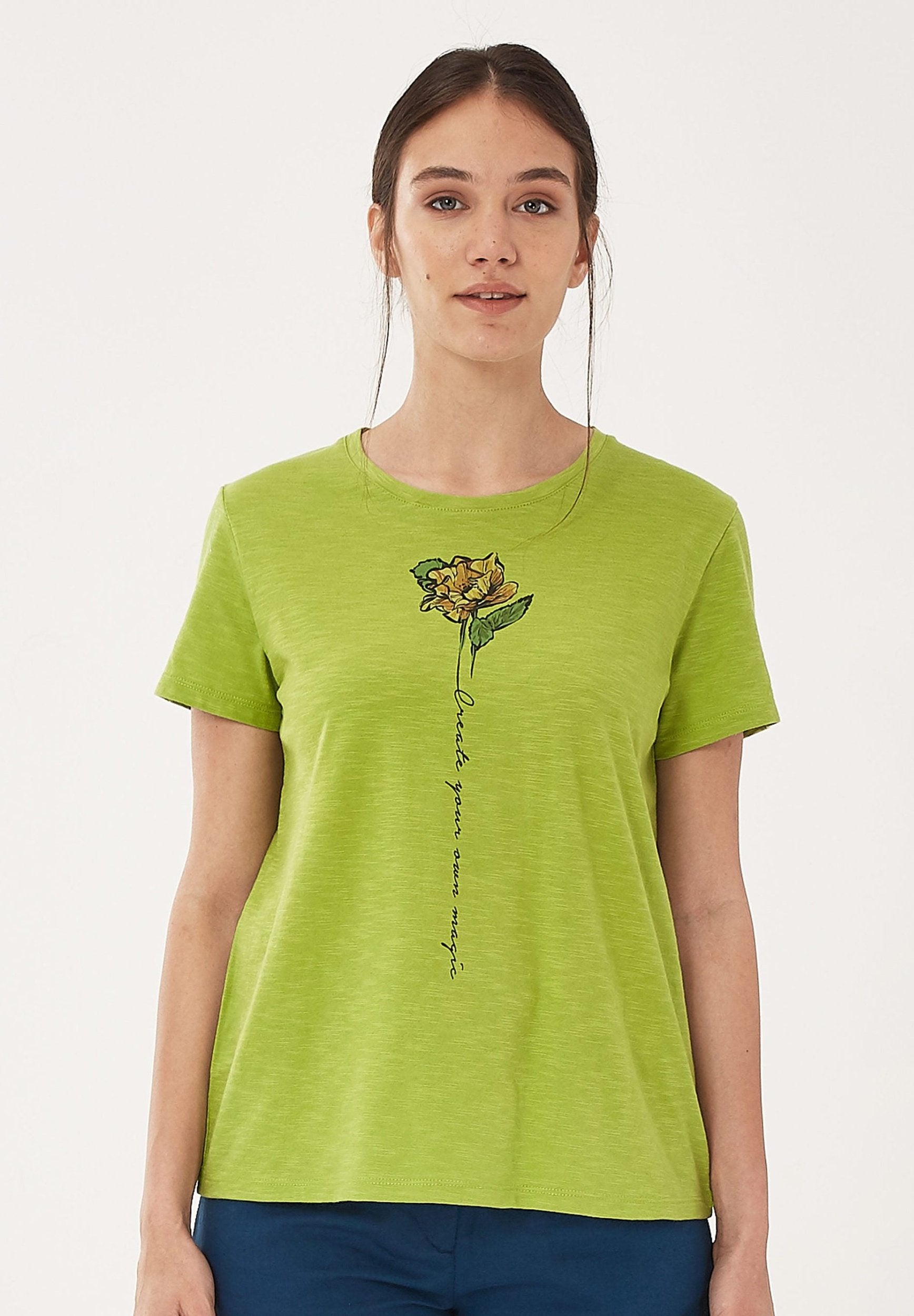 T-Shirt aus Bio-Baumwolle mit Blume-Print | Nachhaltige Mode Damen