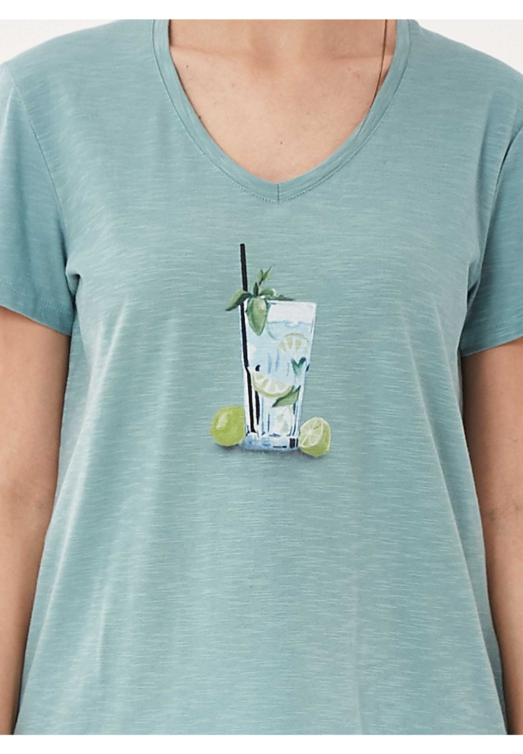 T-Shirt aus Bio-Baumwolle mit V-Ausschnitt