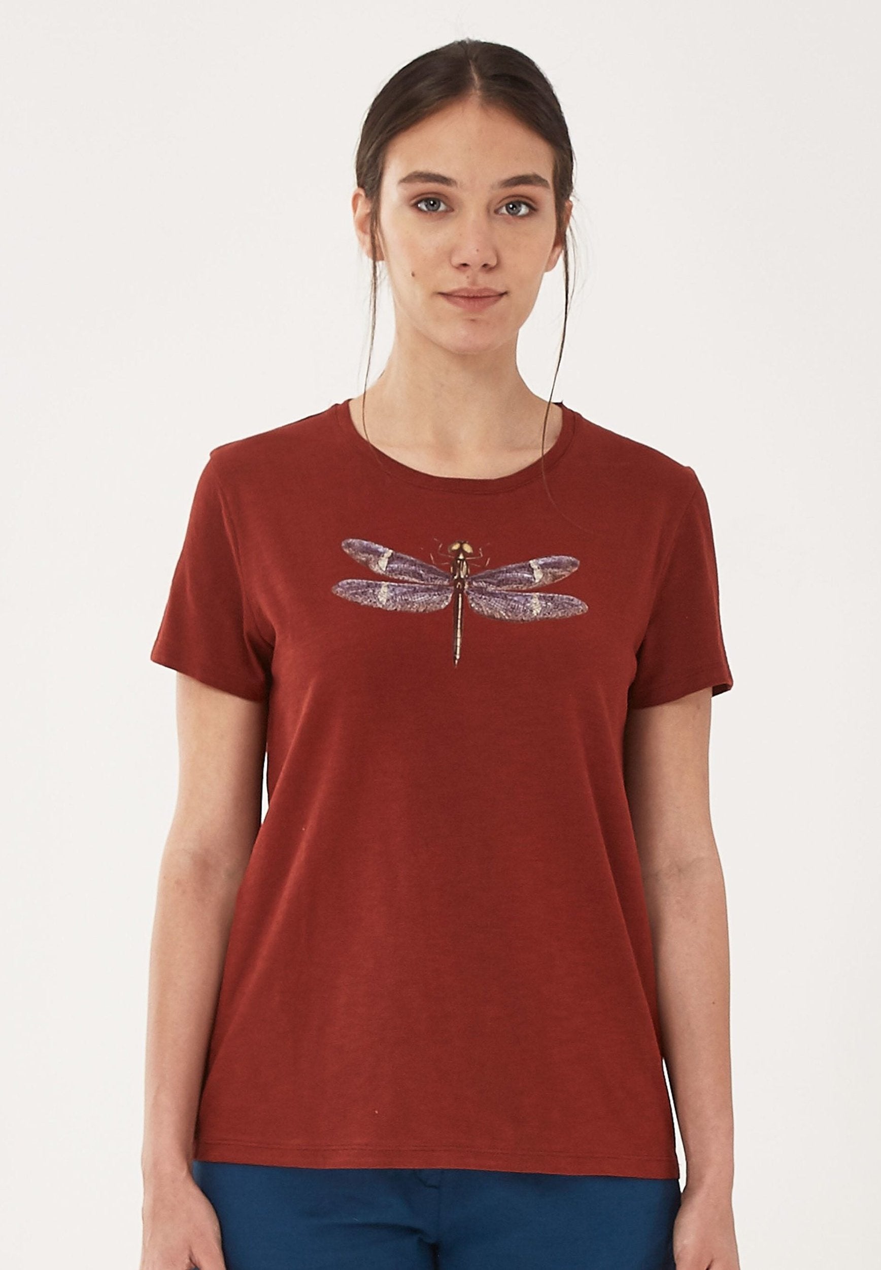 T-Shirt aus Bio-Baumwolle mit Libelle-Print | Nachhaltige Mode Damen