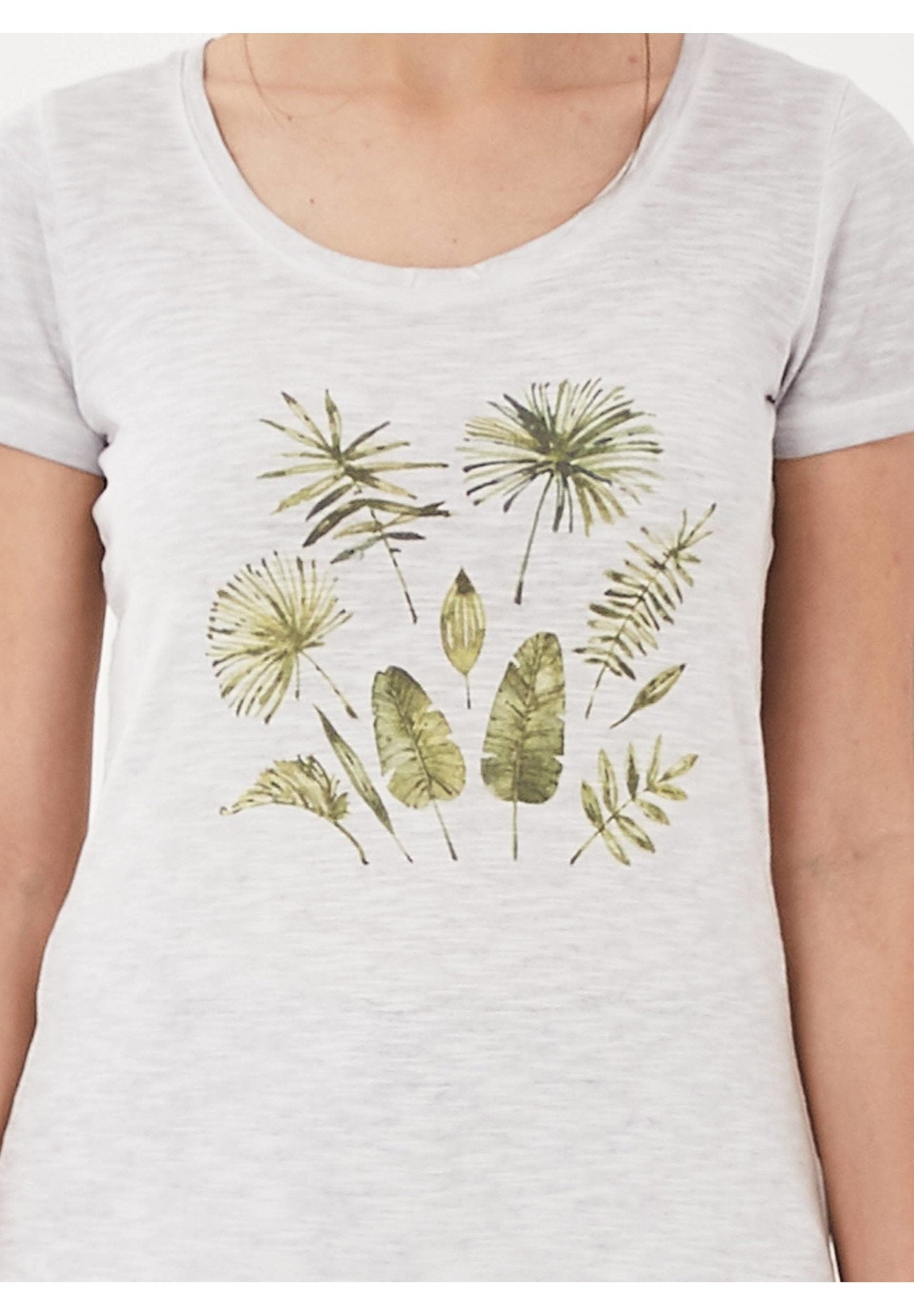 Garment Dyed T-Shirt aus Bio-Baumwolle mit Blatt-Print