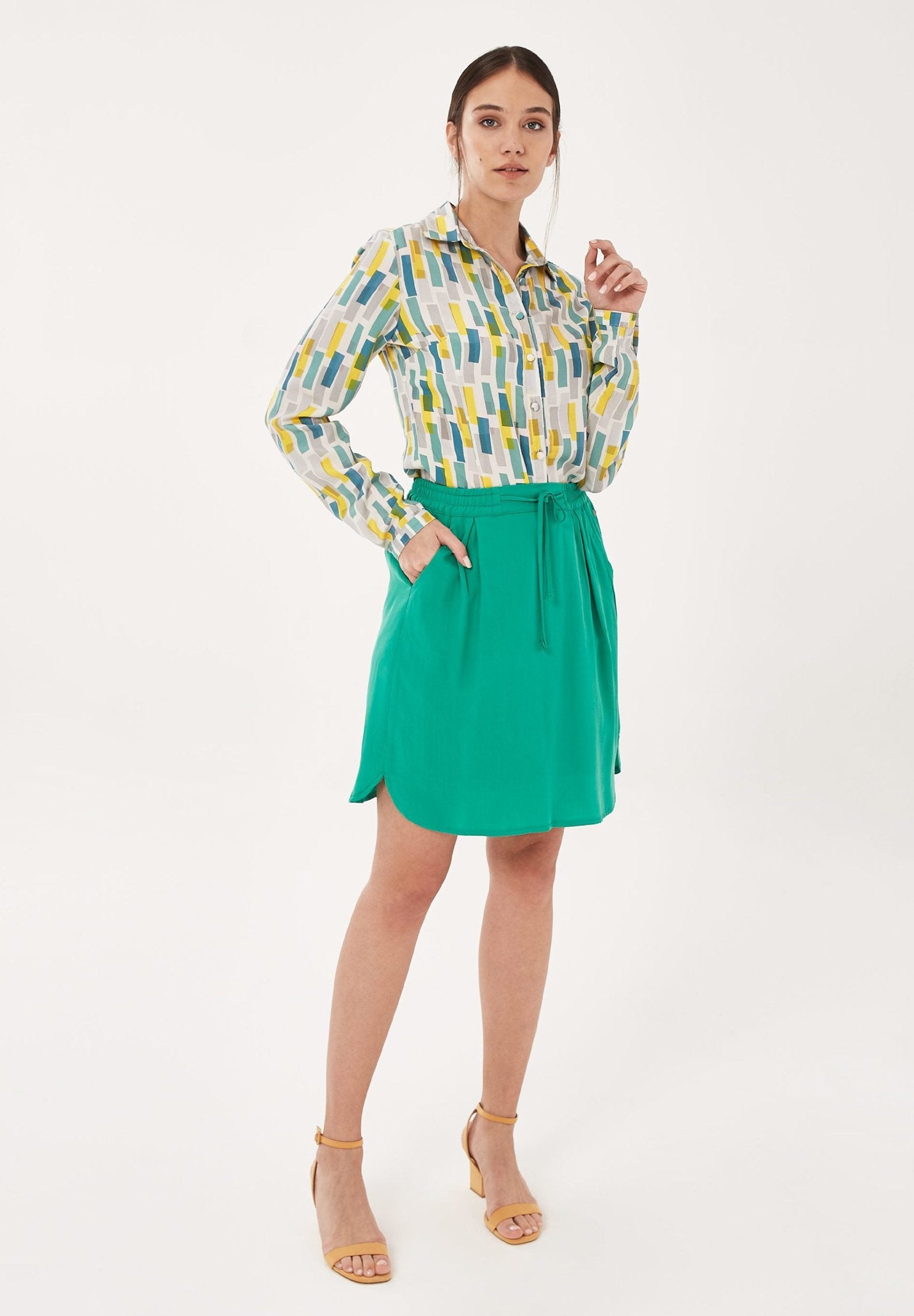 Minirock aus TENCEL™ Lyocell mit Kordelzug