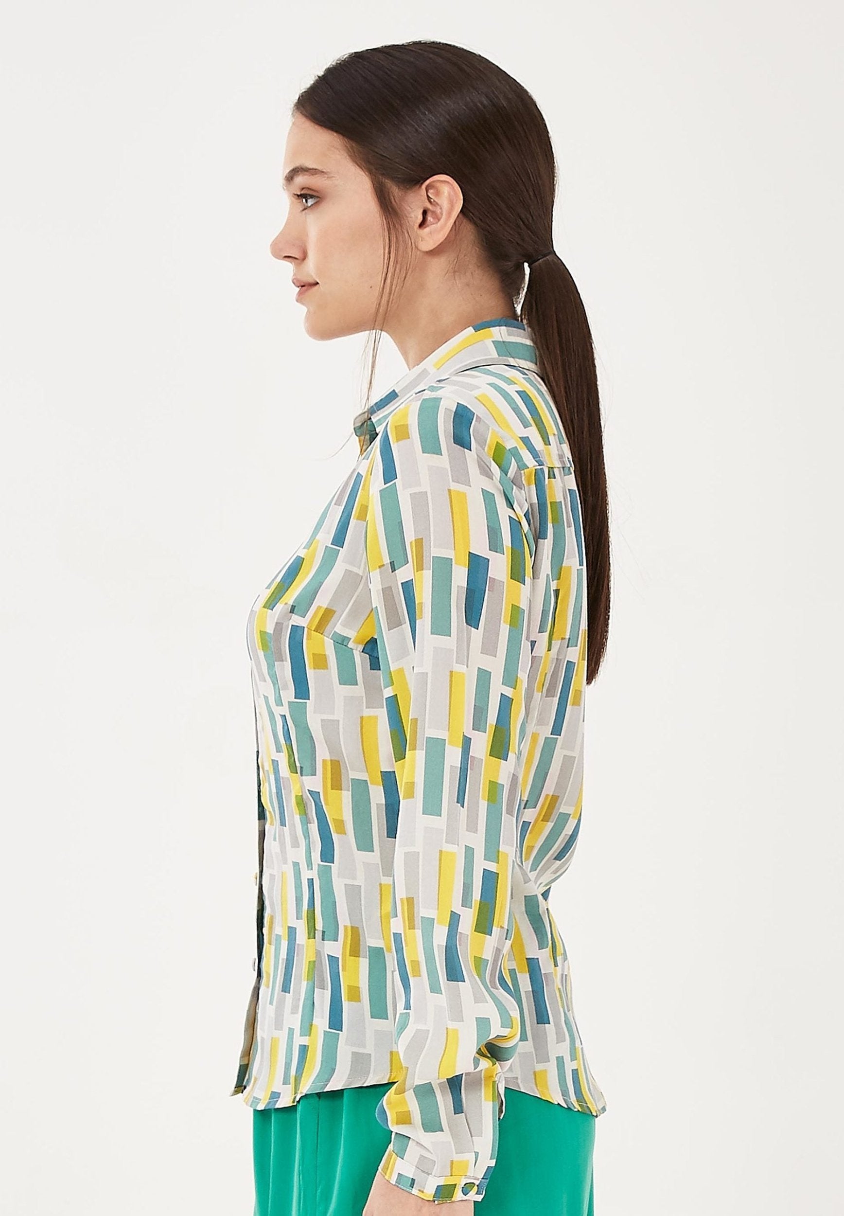 Hemdbluse aus TENCEL™ Lyocell mit Allover-Print