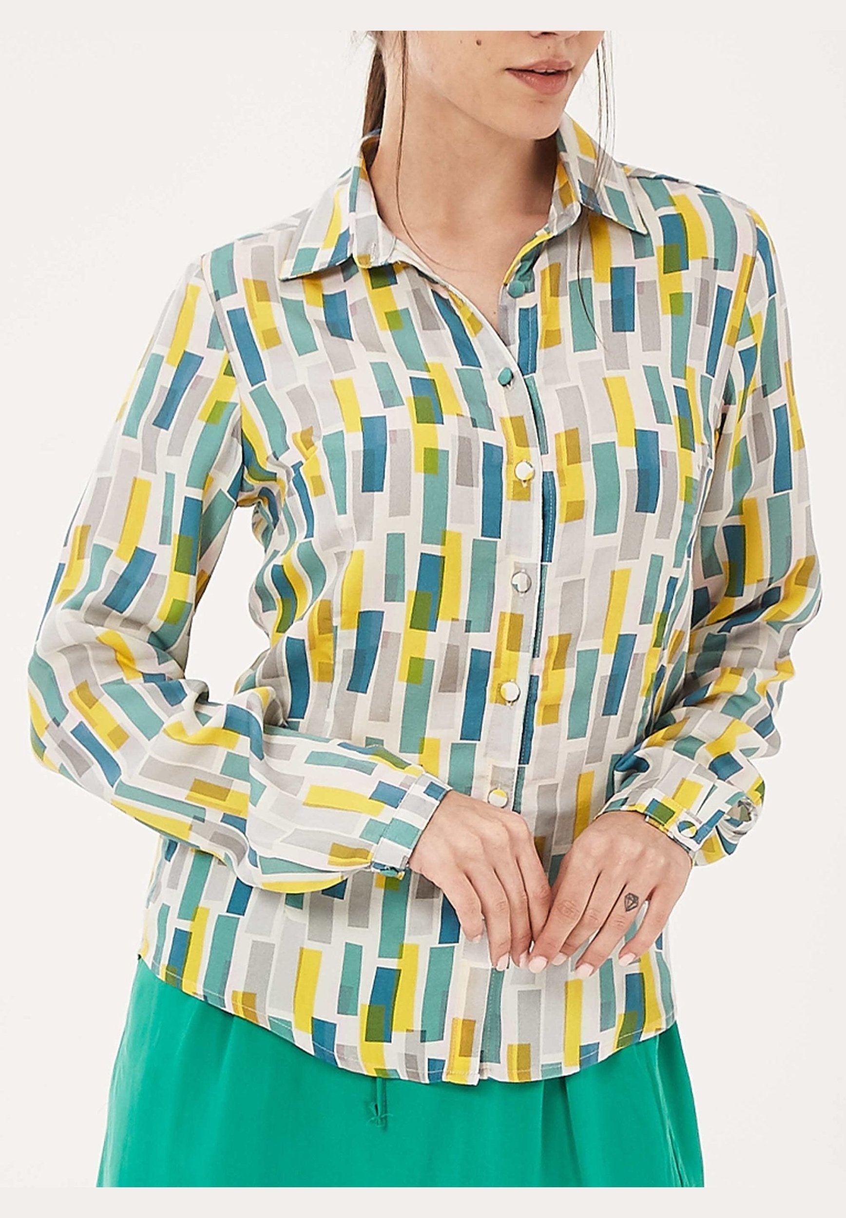 Hemdbluse aus TENCEL™ Lyocell mit Allover-Print