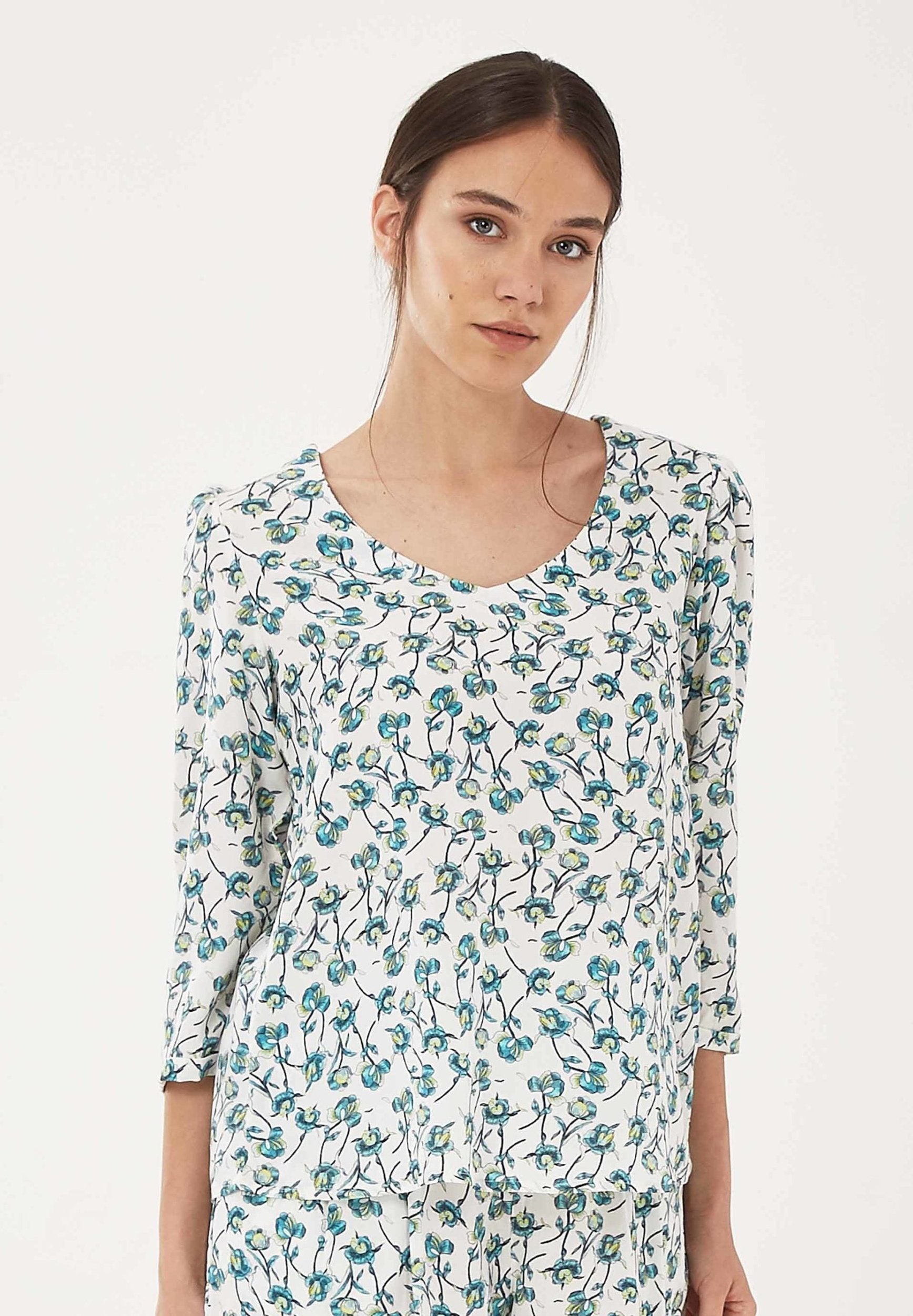Bluse aus TENCEL™ Lyocell mit Allover-Print | Öko Damenmode