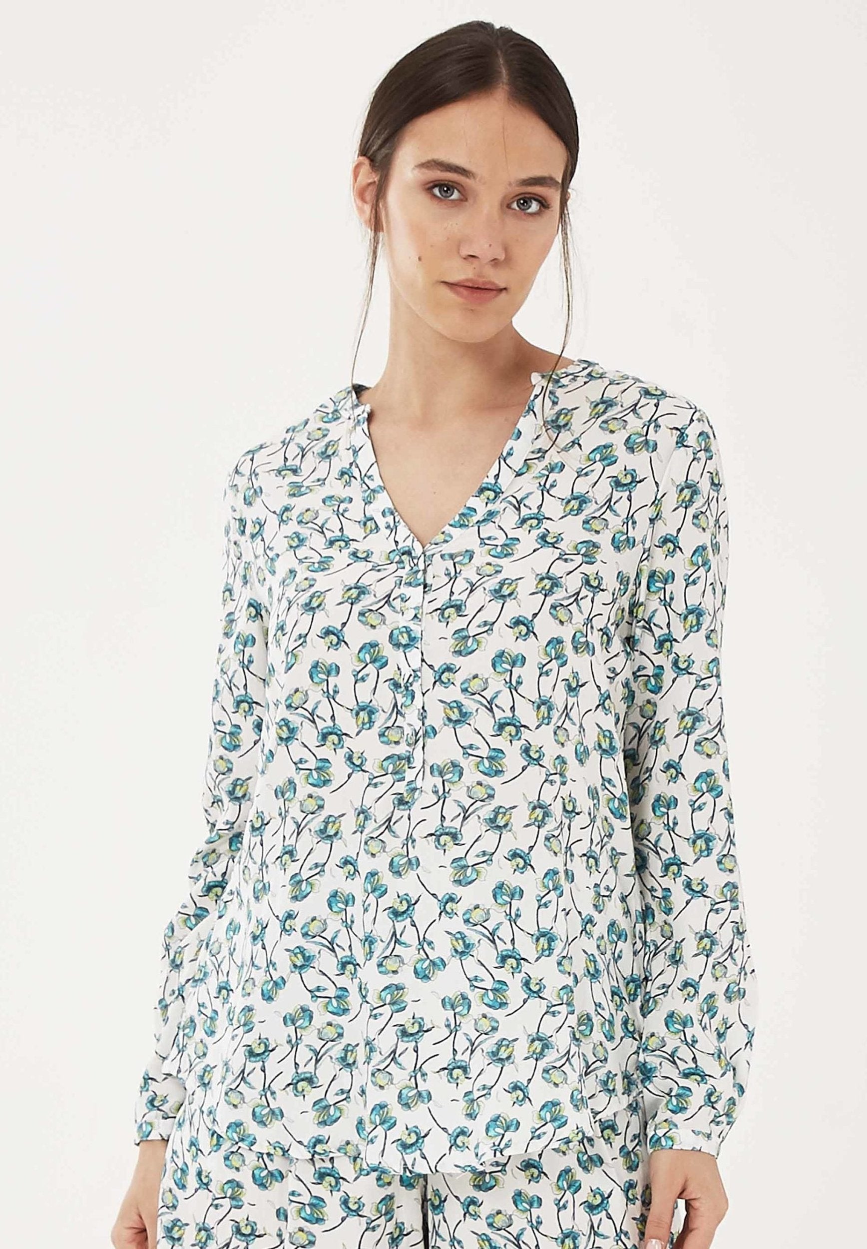 Bluse aus TENCEL™ Lyocell mit Allover-Print | Öko Damenmode