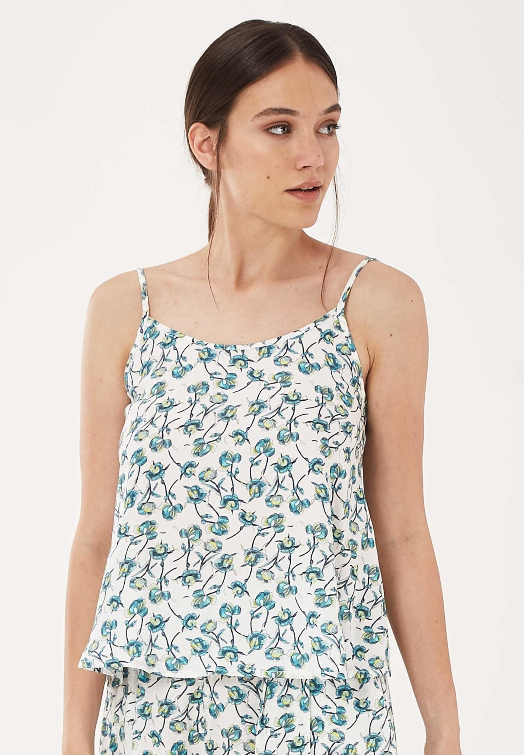 Spaghettiträger-Top aus TENCEL™ Lyocell mit Allover-Print | Faire Damenmode