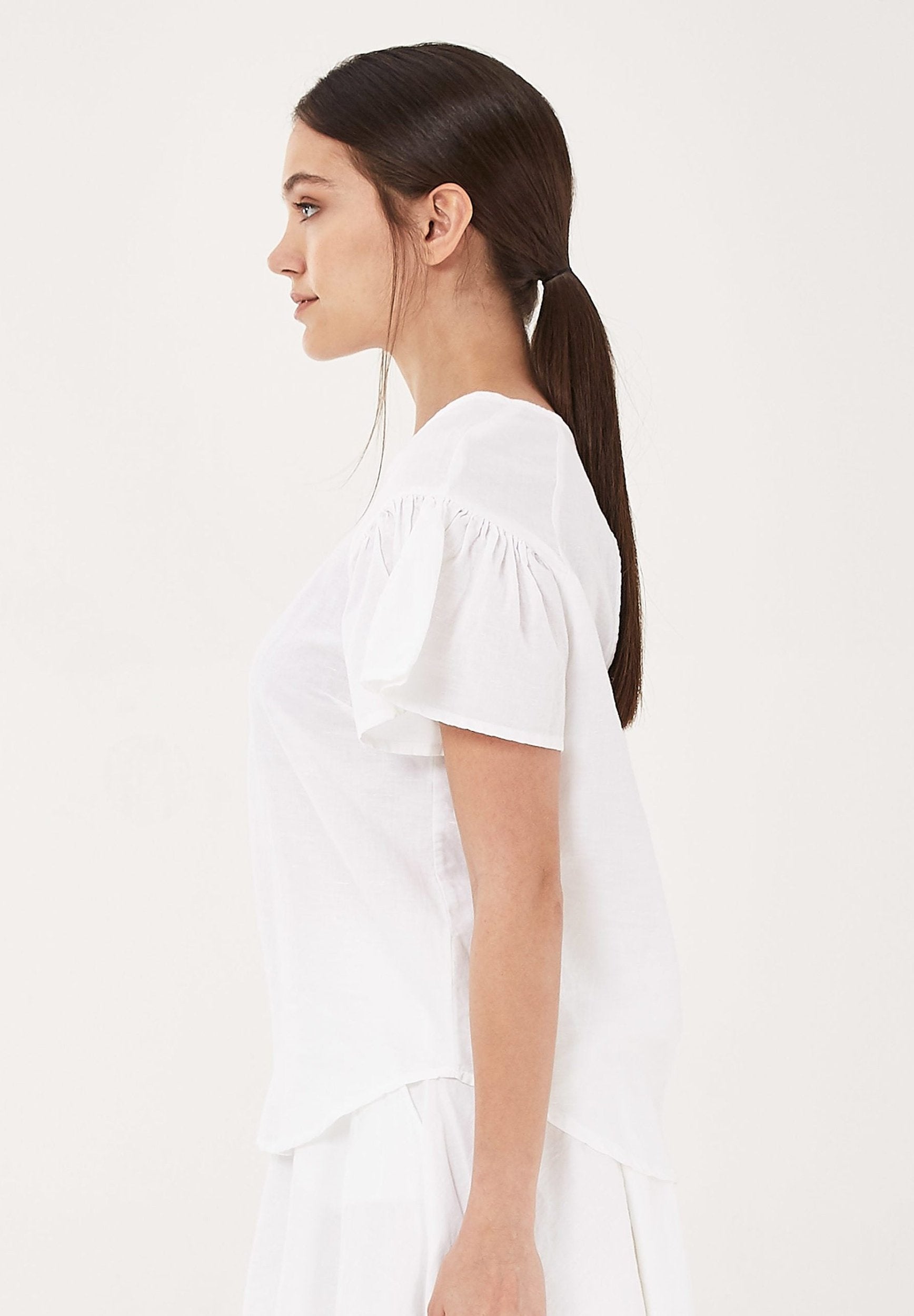 Bluse aus Leinen mit Bio-Baumwolle