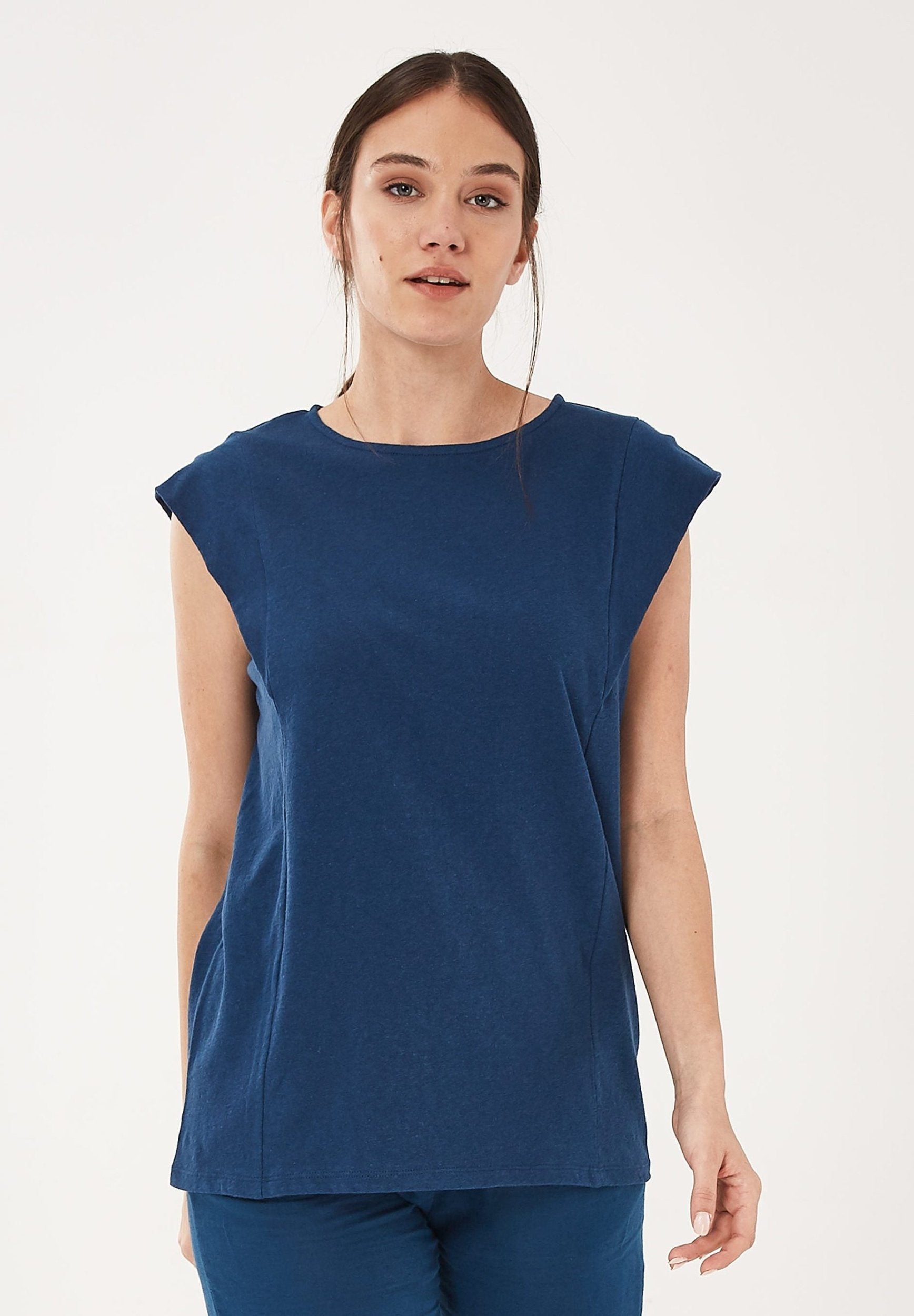 T-Shirt aus Bio-Baumwolle mit Leinen | Faire Damenmode