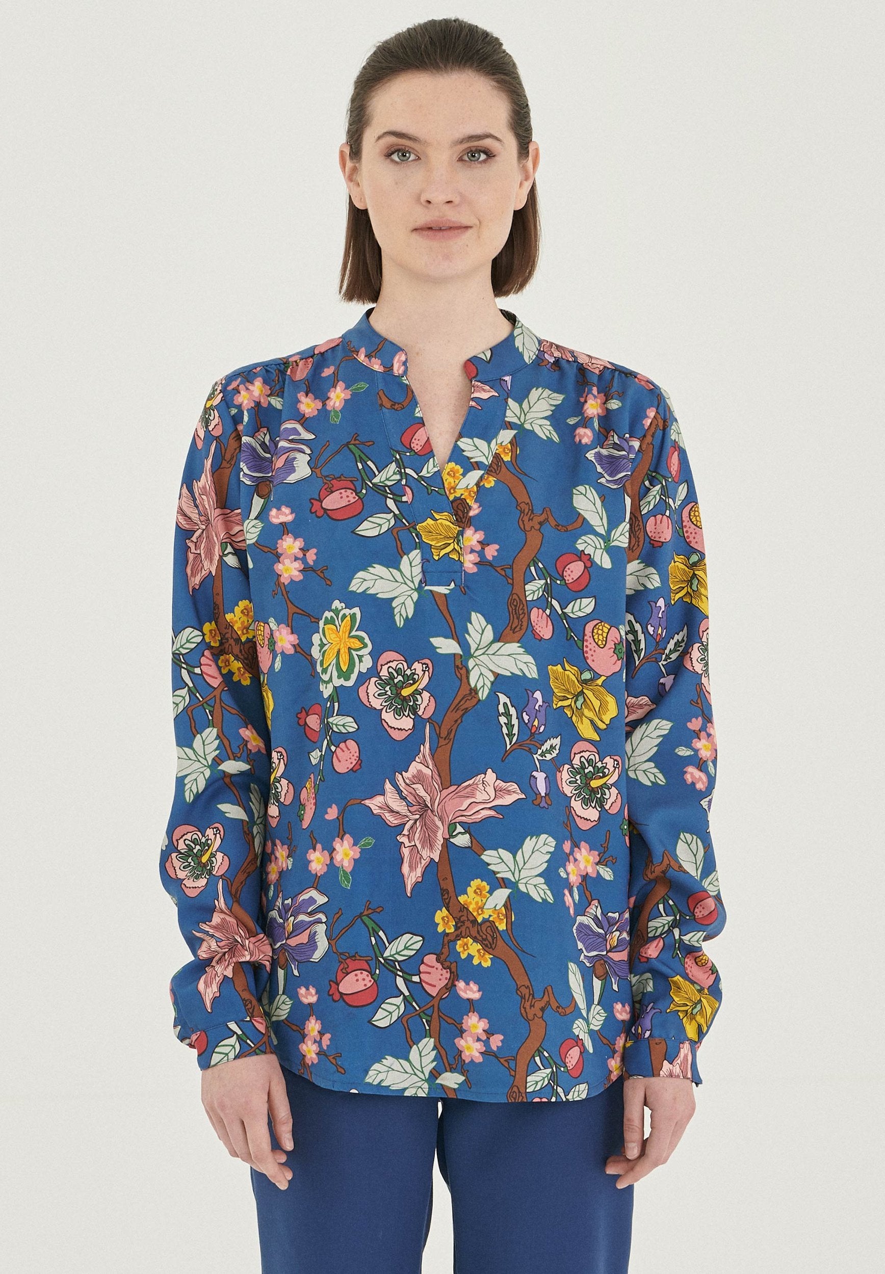 Langarm Bluse aus TENCEL™ Lyocell mit Allover-Print