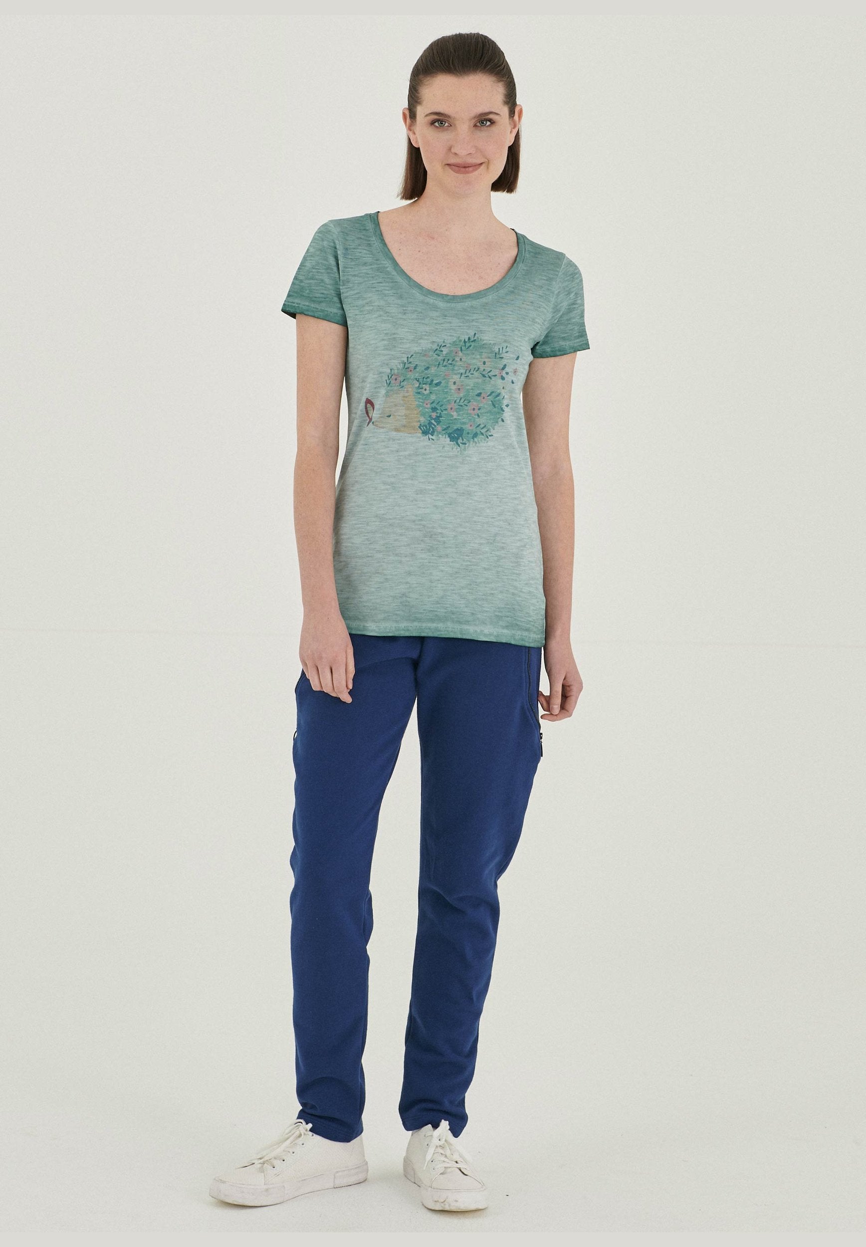 Garment Dyed T-Shirt aus Bio-Baumwolle mit Igel-Print