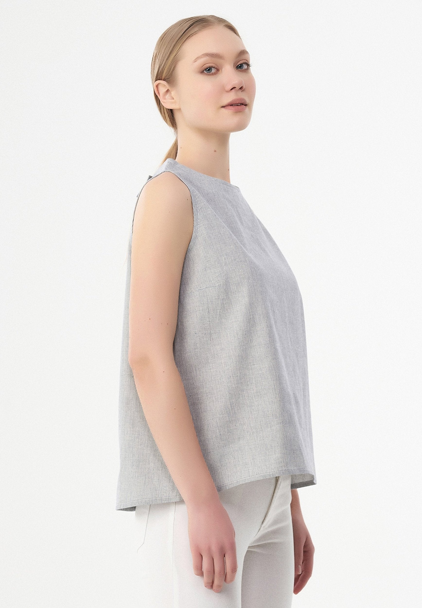 Ärmellose Bluse aus Bio-Baumwolle
