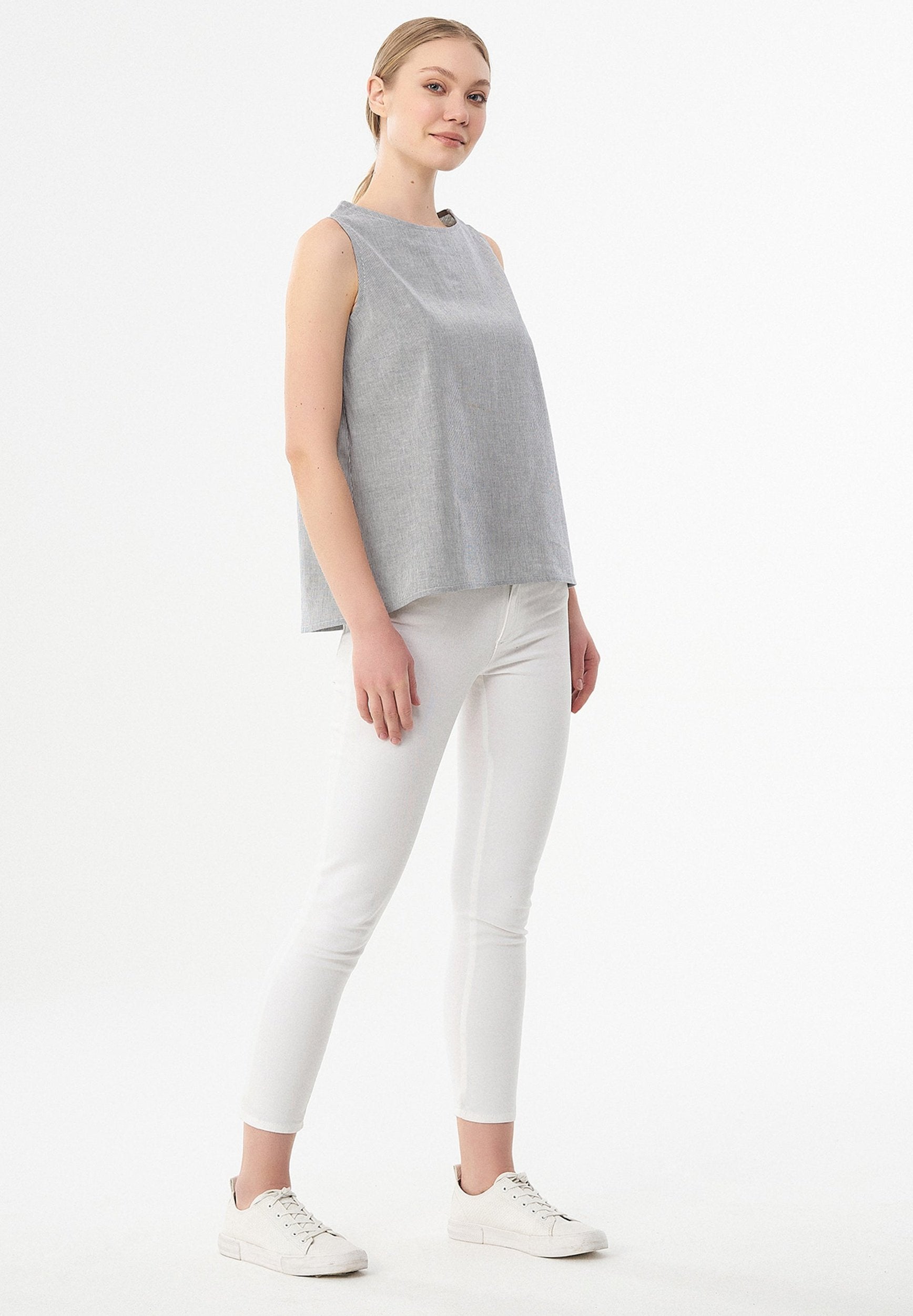 Ärmellose Bluse aus Bio-Baumwolle