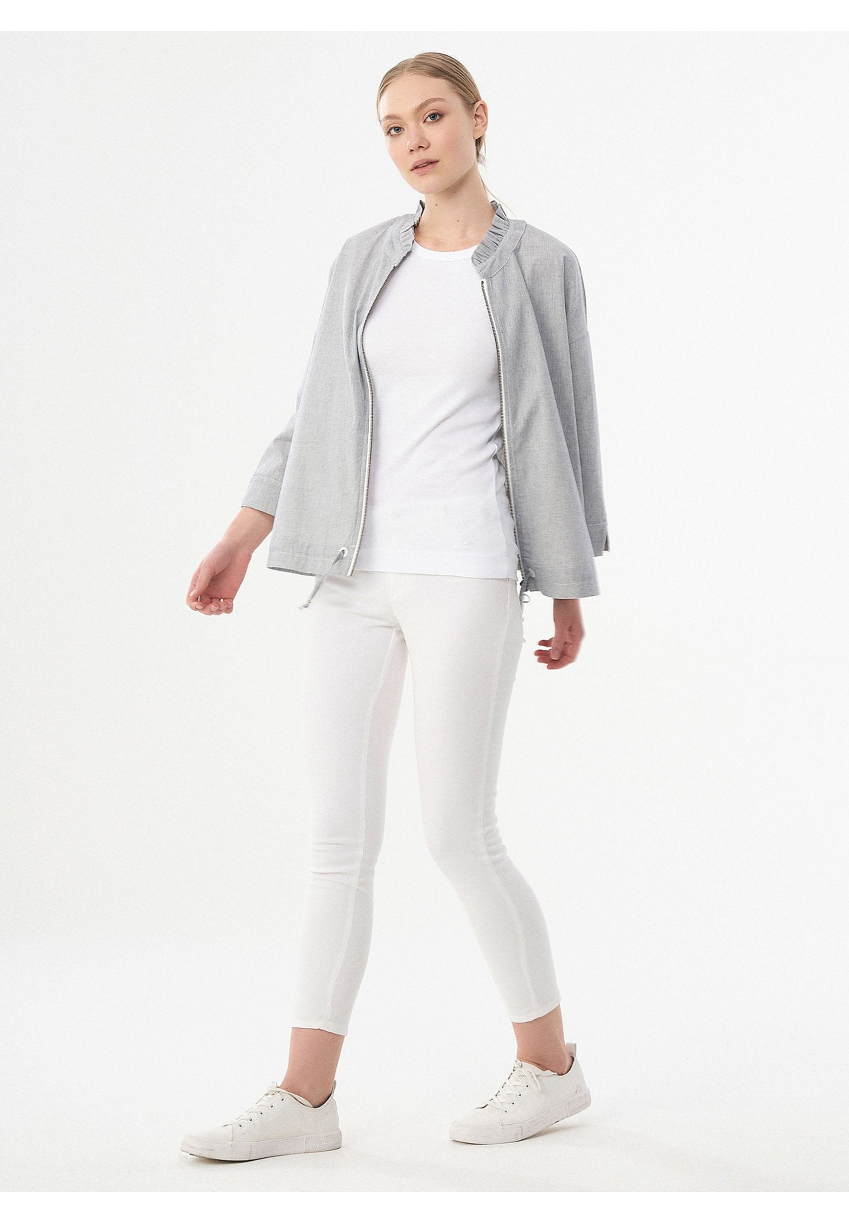 Jacke aus Bio-Baumwolle mit Streifenmuster