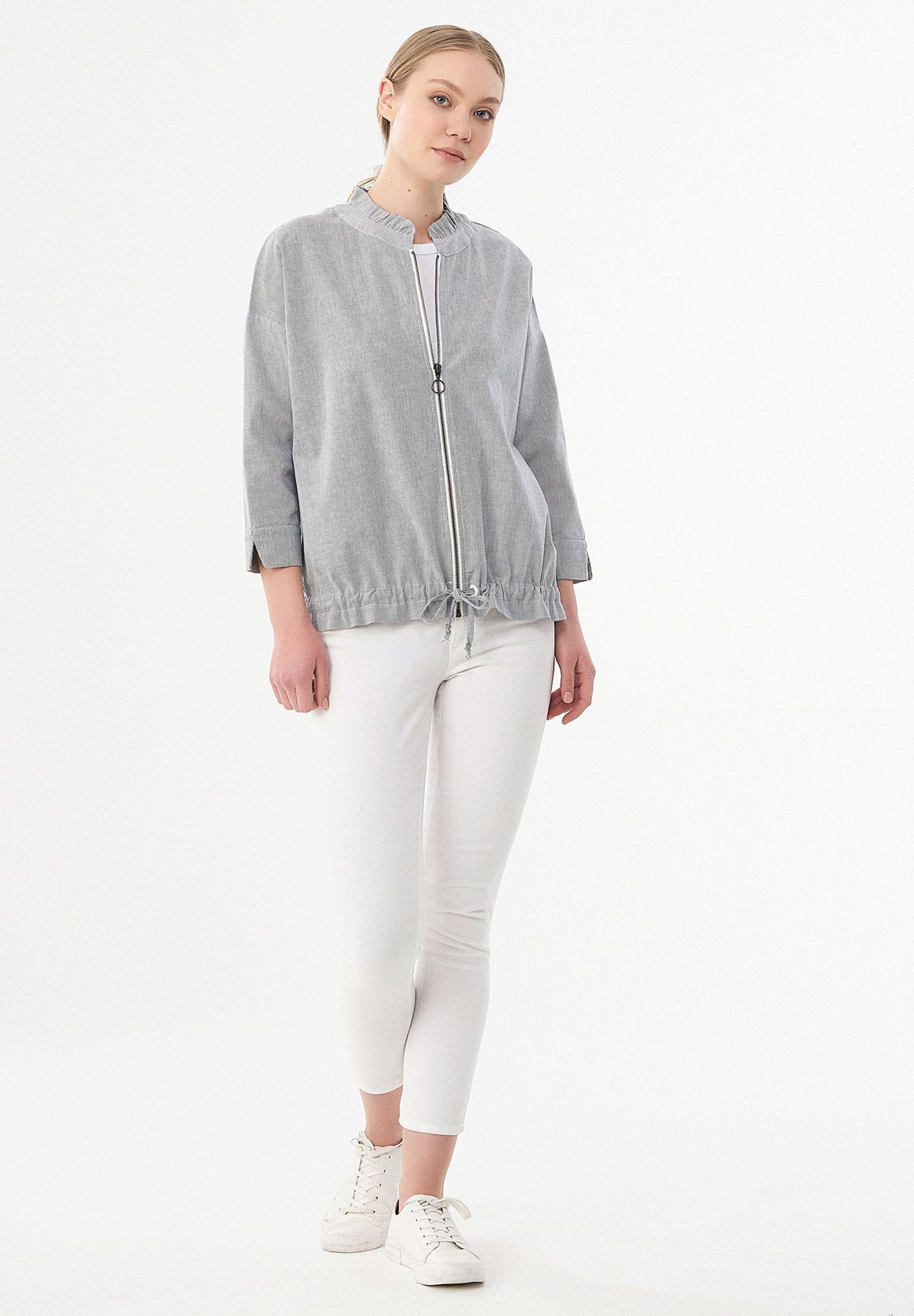 Jacke aus Bio-Baumwolle mit Streifenmuster