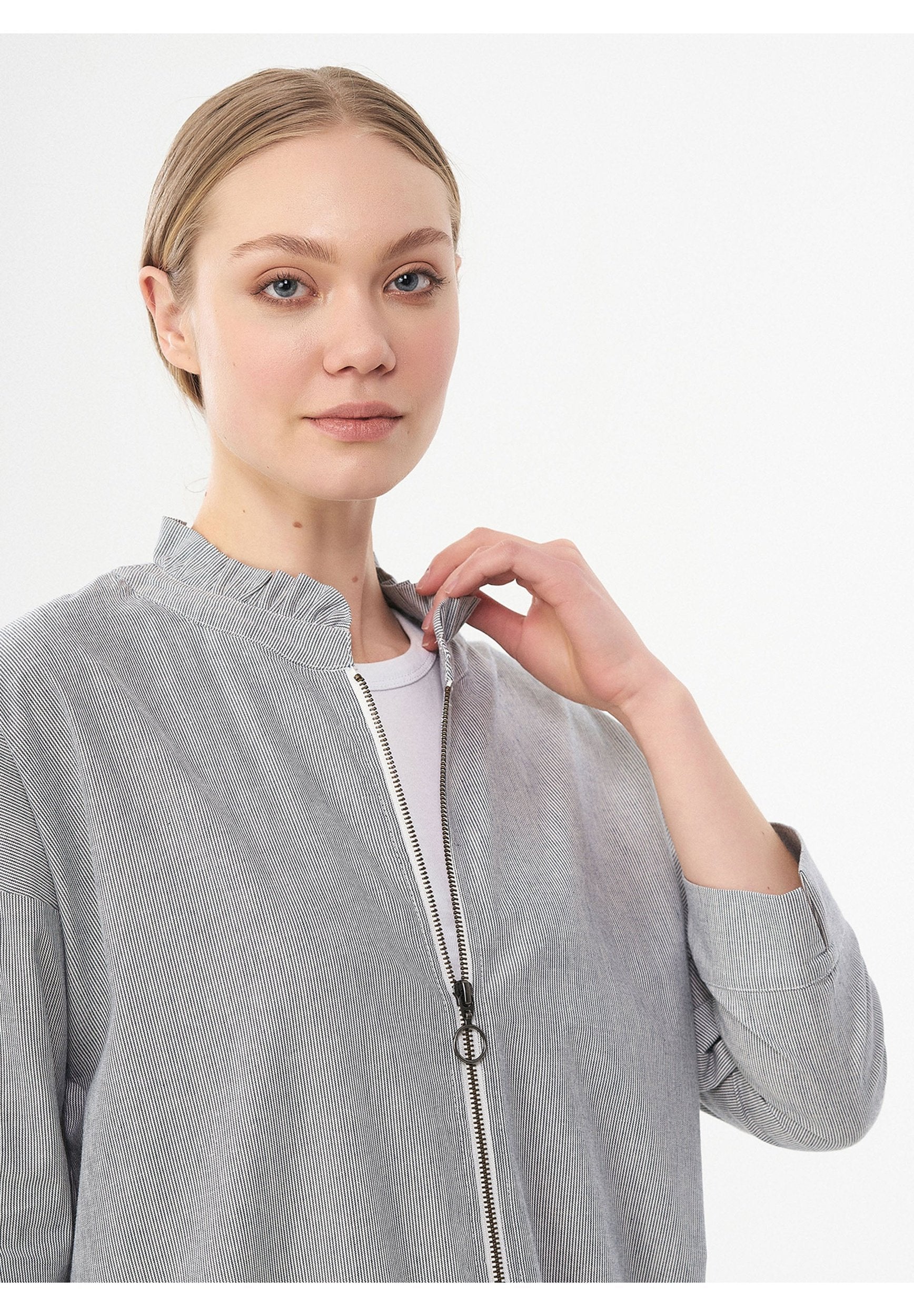Jacke aus Bio-Baumwolle mit Streifenmuster