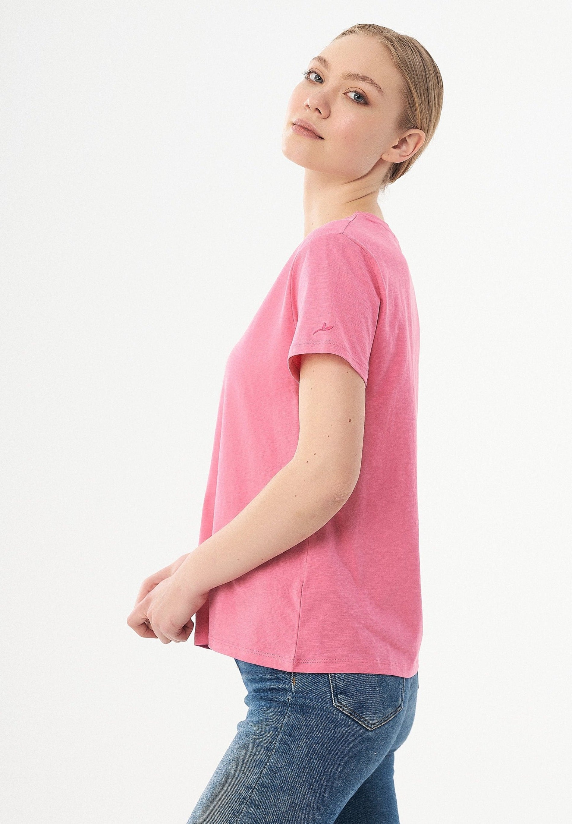 Basic T-Shirt aus Bio-Baumwolle mit V-Ausschnitt