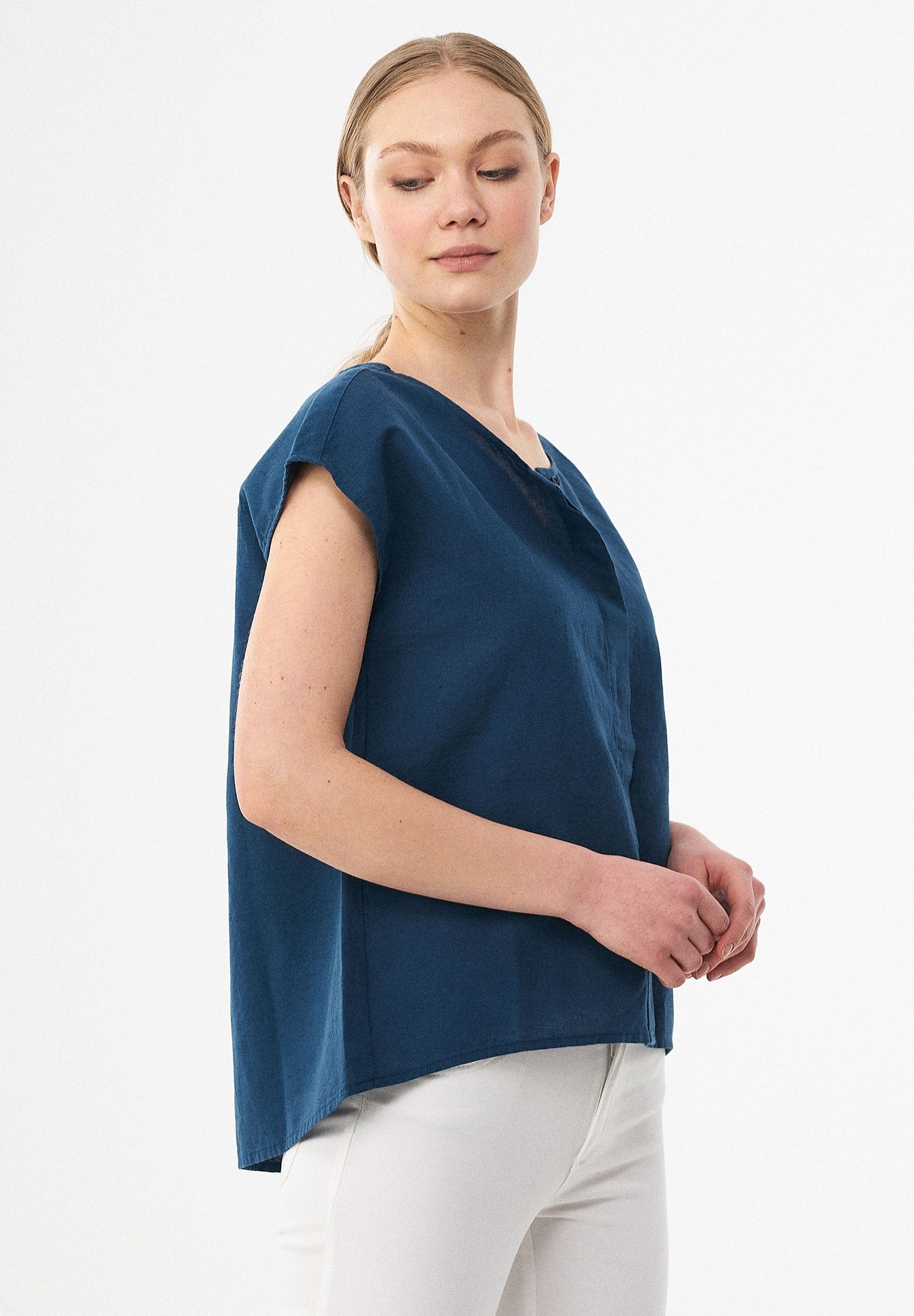 Bluse aus Leinen und Bio-Baumwolle