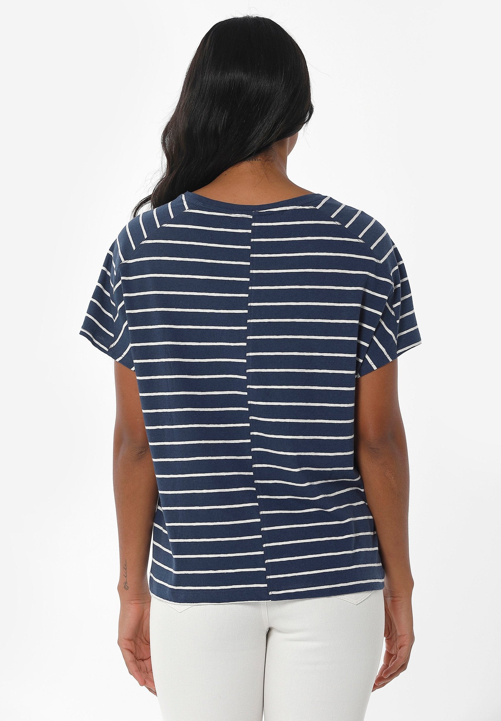 Gestreiftes T-Shirt aus Bio-Baumwolle und Leinen