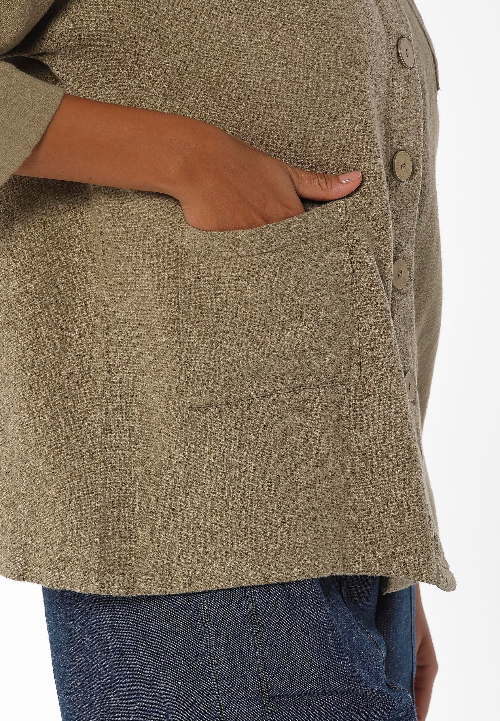 Hemdbluse aus Leinen-Bio Baumwolle Mix mit LENZING™ ECOVERO™