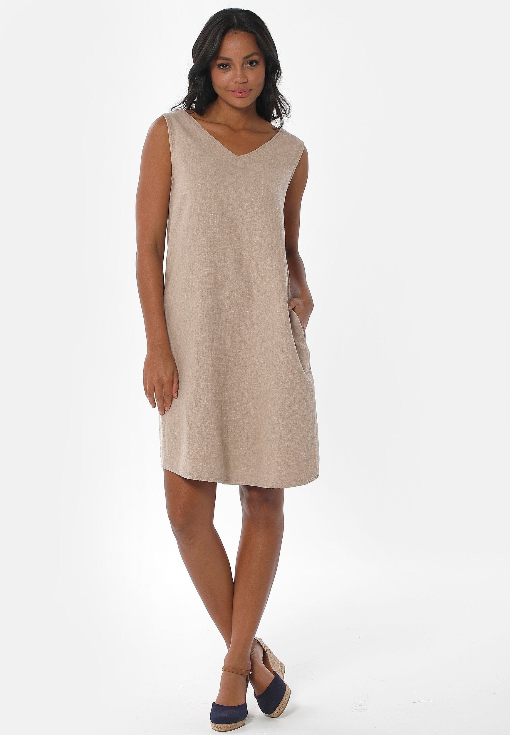 Kleid aus Bio-Baumwolle und Leinen