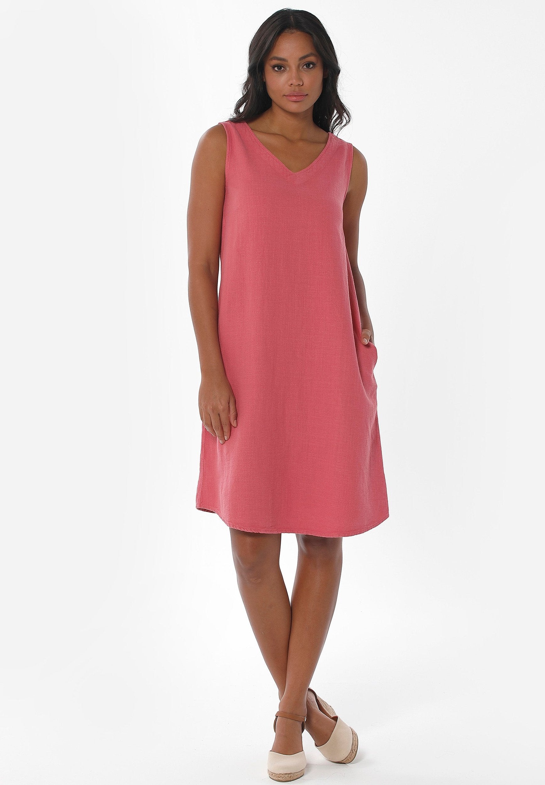 Kleid aus Bio-Baumwolle und Leinen