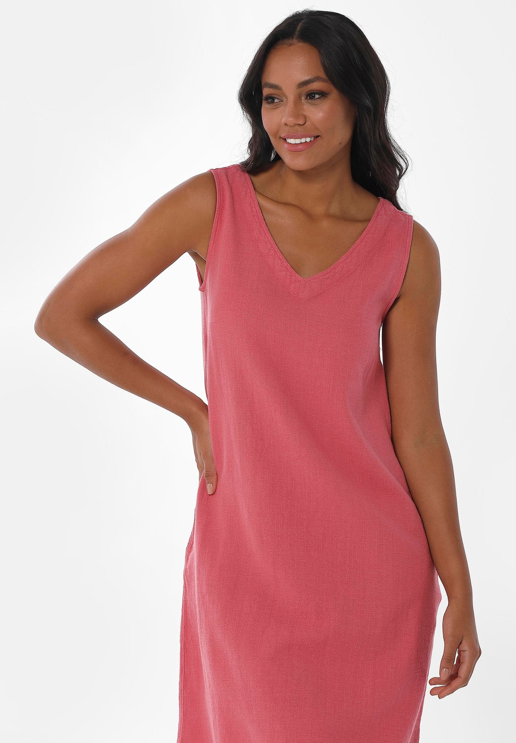 Kleid aus Bio-Baumwolle und Leinen